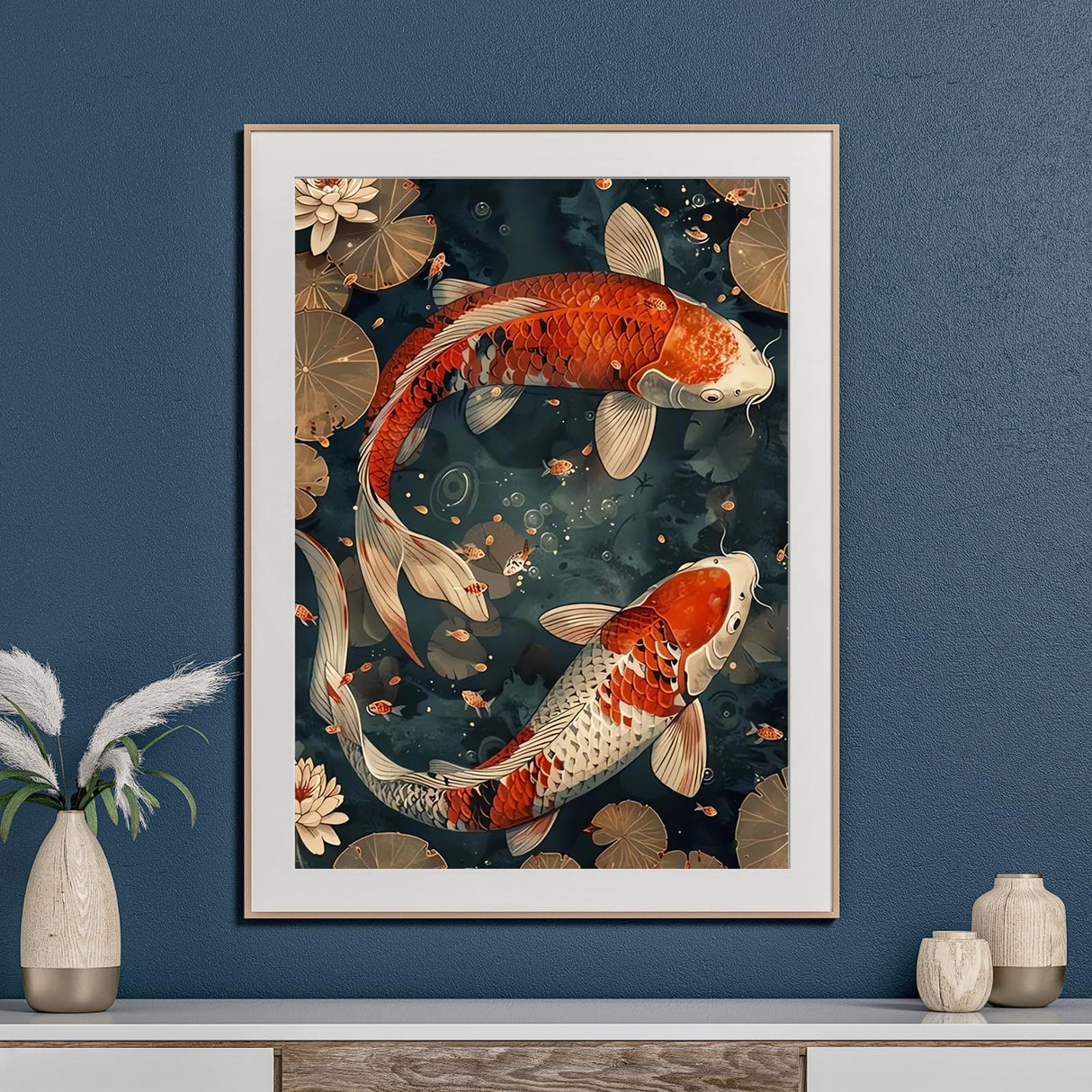 Landscape Fish Diamond Art Kits for Adults, Fish Diamond Painting Kit for Beginners, Diamond Dot, Animal Dimond Art Paintings Kit, Full Drill Gem Painting, Crafts for Adults, Home Wall Decor 12x16inch Rekxtmo