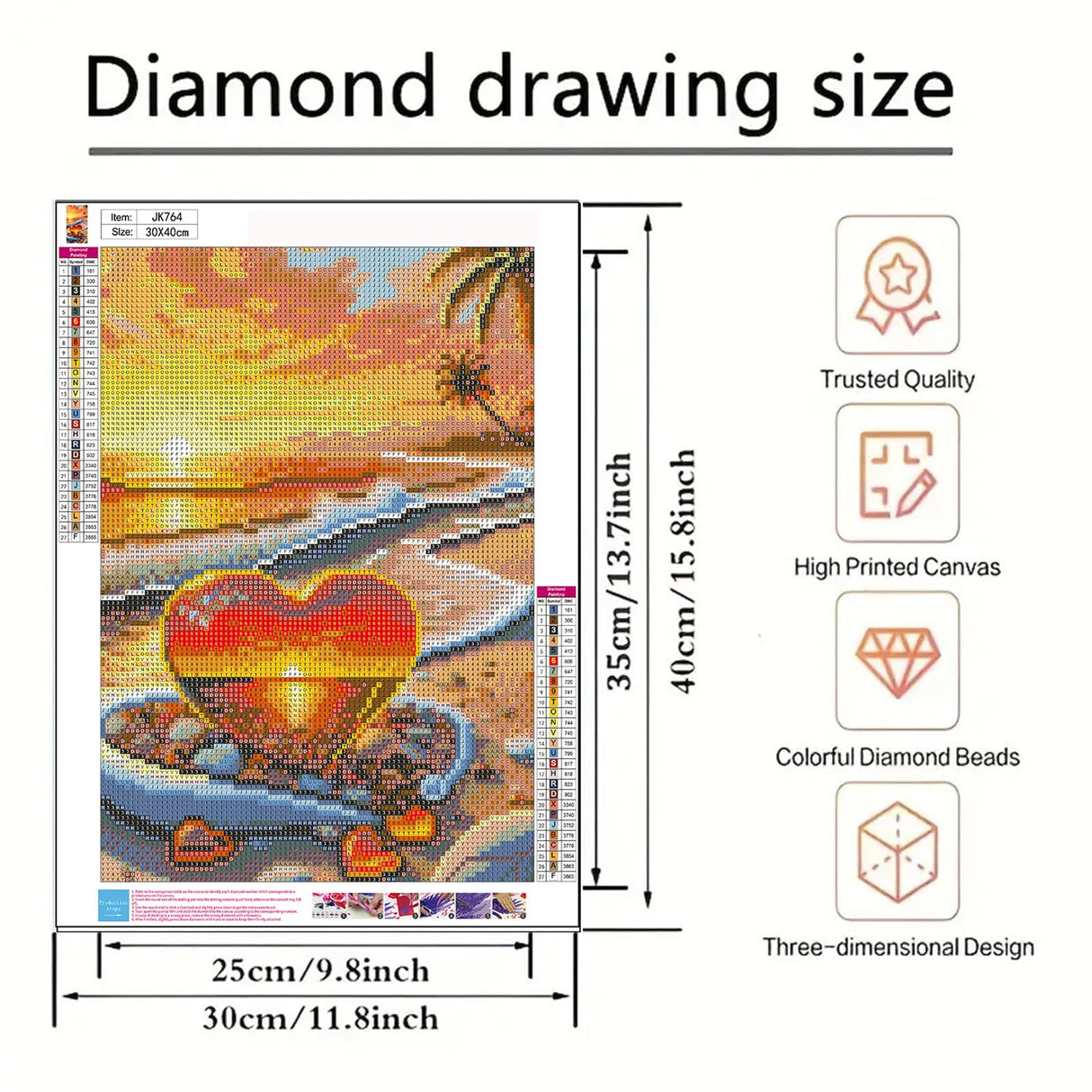 BYGFHLYW Beach Diamond Art Kits for Adults, Landscape Love Diamond Painting Kits for Adults Beginner, Round Full Drill Gem Painting Diamond Dot Gem Art Kit Home Wall Decor 12x16 inch BYGFHLYW