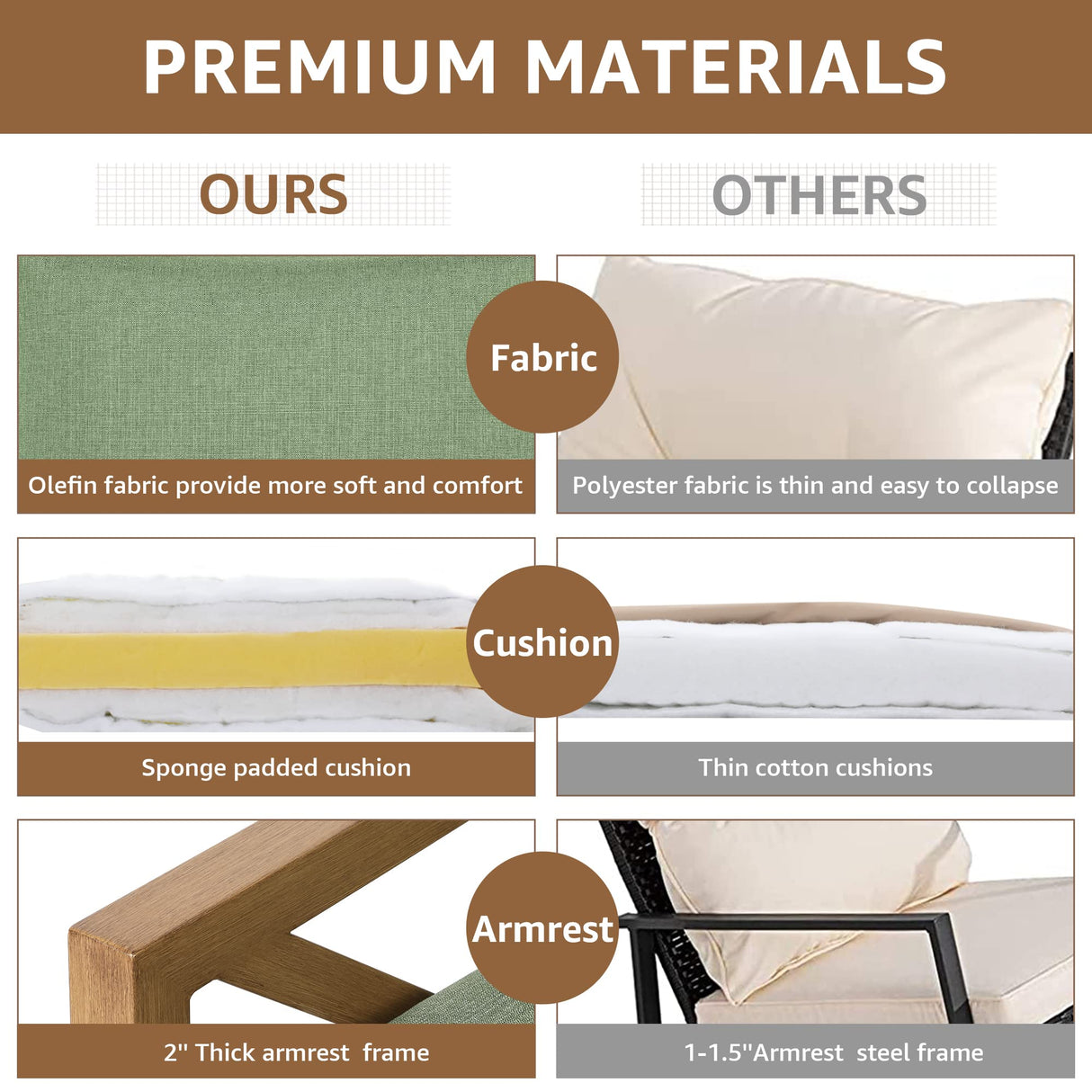 NATURAL EXPRESSIONS Rocking Bistro Set, 3 Piece Outdoor Patio Conversation Furniture Set with 2 Rockers and 1 Metal Coffee Table with Thick Cushions for Backyard,Porch,Poolside,300lbs NATURAL EXPRESSIONS