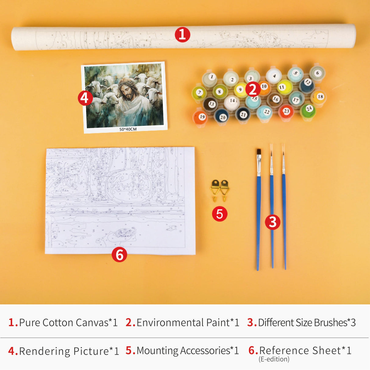 Jesus Paint by Numbers Kit for Adults Beginners, DIY Sheep Acrylic Paint by Numbers Kits on Canvas, Christian Oil Painting for Adults, Art Crafts for Home Wall Decor 16"x20"(Frameless) TUMOVO
