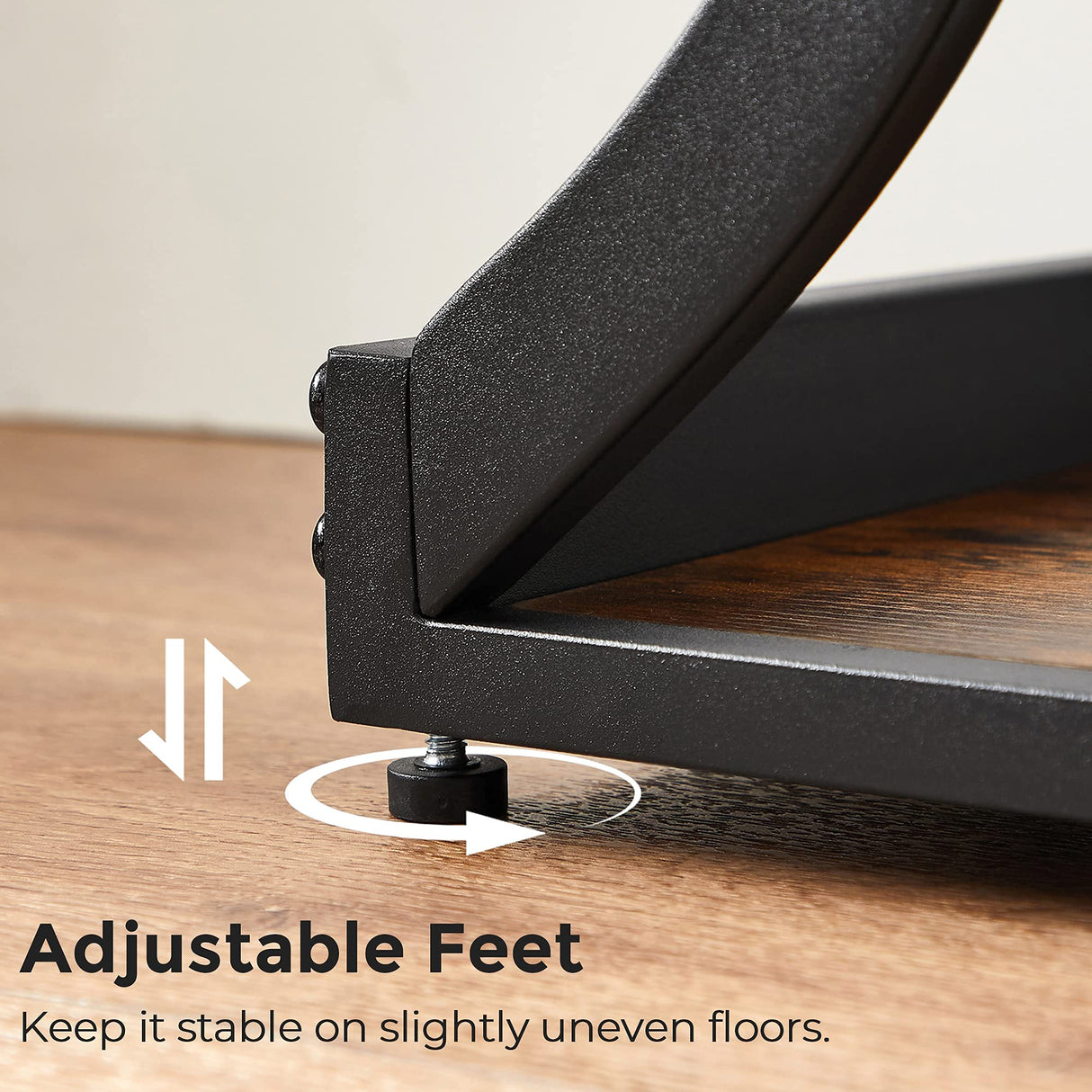 VASAGLE Console Table with Curved Frames and 2 Open Shelves, for Hallway Entryway Living Room, Rustic Brown + Black, 11.8 X 47.2 x 31.5 Inches VASAGLE