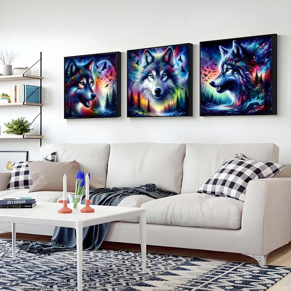 SHICERNHJ 4 Packs Animal Wolf Series Diamond Art Kits for Adults,5D Diamond Painting Kits for Beginner,DIY Full Drill Diamond Dots with Gem Art Kits for Adults,Home Wall Decor 12 x 12Inch SHICERNHJ