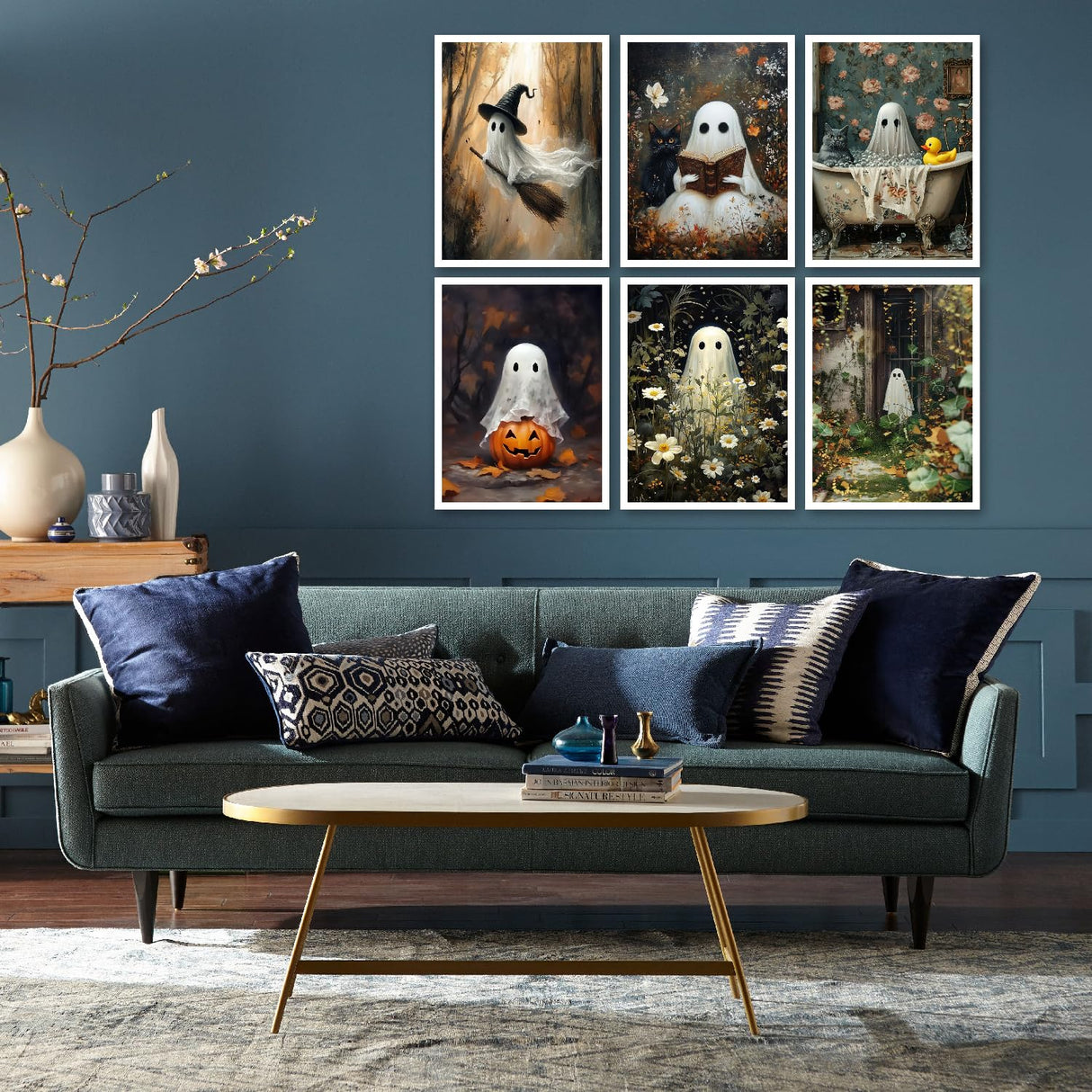 Canrichshop 6 Packs Halloween 5D Diamond Art Painting Kits for Adults,Ghost Diamond Painting Kits for Beginners,Halloween Full Drill Diamond Dots,Gem Art Crafts for Adults Wall Decor 12x16in Canrichshop