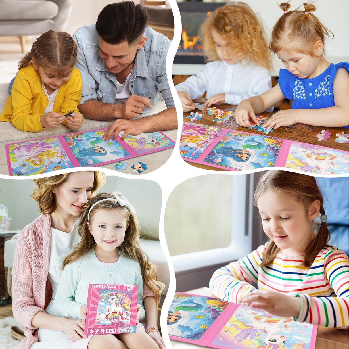 Magnetic Puzzles for Toddlers Ages 3-5, Unicorn Mermaid Princess Magnetic Puzzles for Kids Ages 4-6, Travel Jigsaw Puzzles Toys for Car Airplane Road Trip Activities Game, Girls Birthday Gifts Sticeard