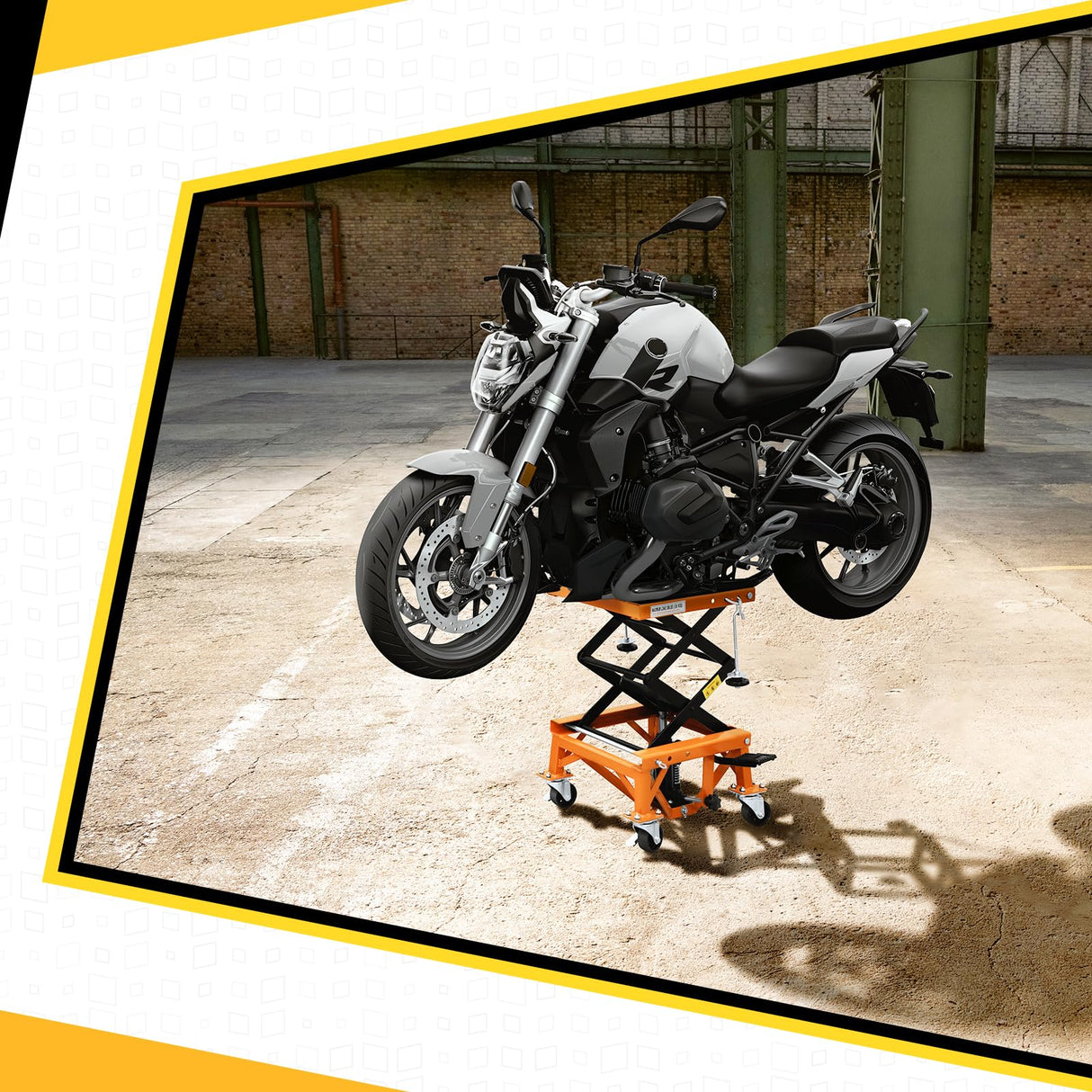 PENSUN Hydraulic Motorcycle Lift Table, 350 LBS Heavy Duty Ultra-Stable Motorcycle Scissor Jack Stand Fit for Motorcycle Dirt Bike ATV Motorcycle Bike, with Deck, J-Hooks, 4 Wheels PENSUN