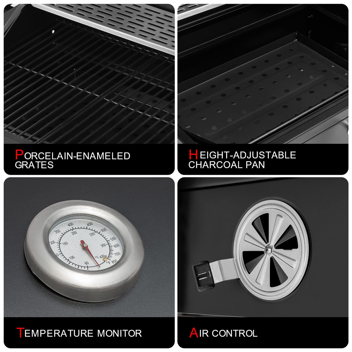 Royal Gourmet CD1824M 24-Inch Charcoal Grill, BBQ Smoker with Handle and Folding Table, Perfect for Outdoor Patio, Garden and Backyard Grilling, Black, Medium Royal Gourmet