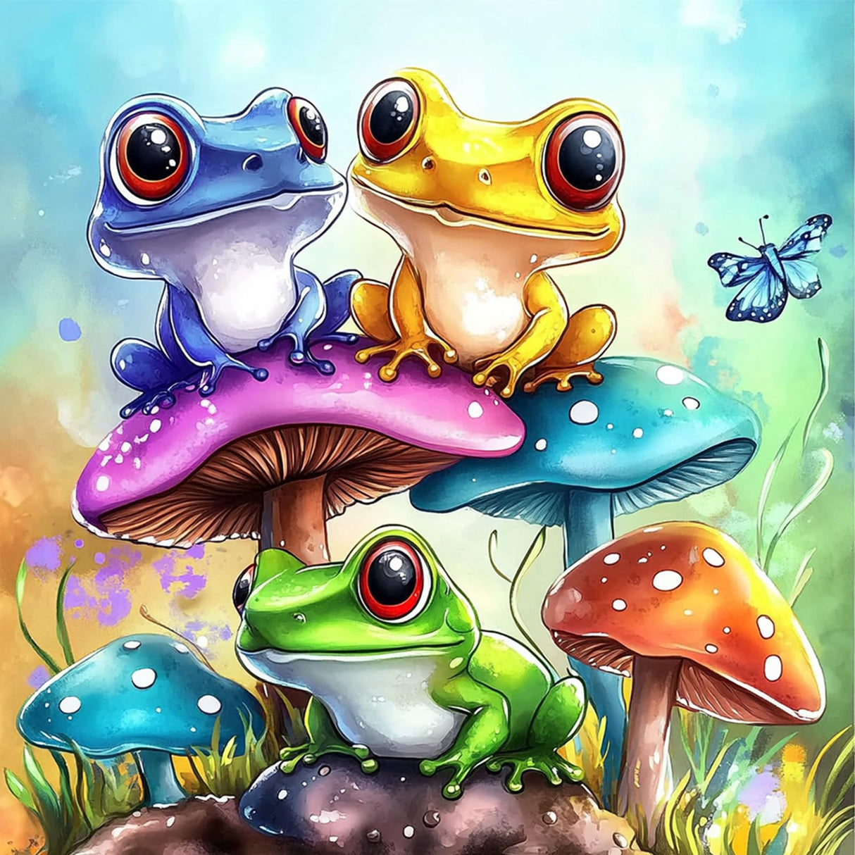 MEIYUDA Diamond Painting Kits for Adults, DIY Mushroom Diamond Art Kits for Beginners, 5D Animal Frog Diamond Art Painting Kit Gem Art Crystal for Home Wall Decor and Holiday Presents 12x12In MEIYUDA