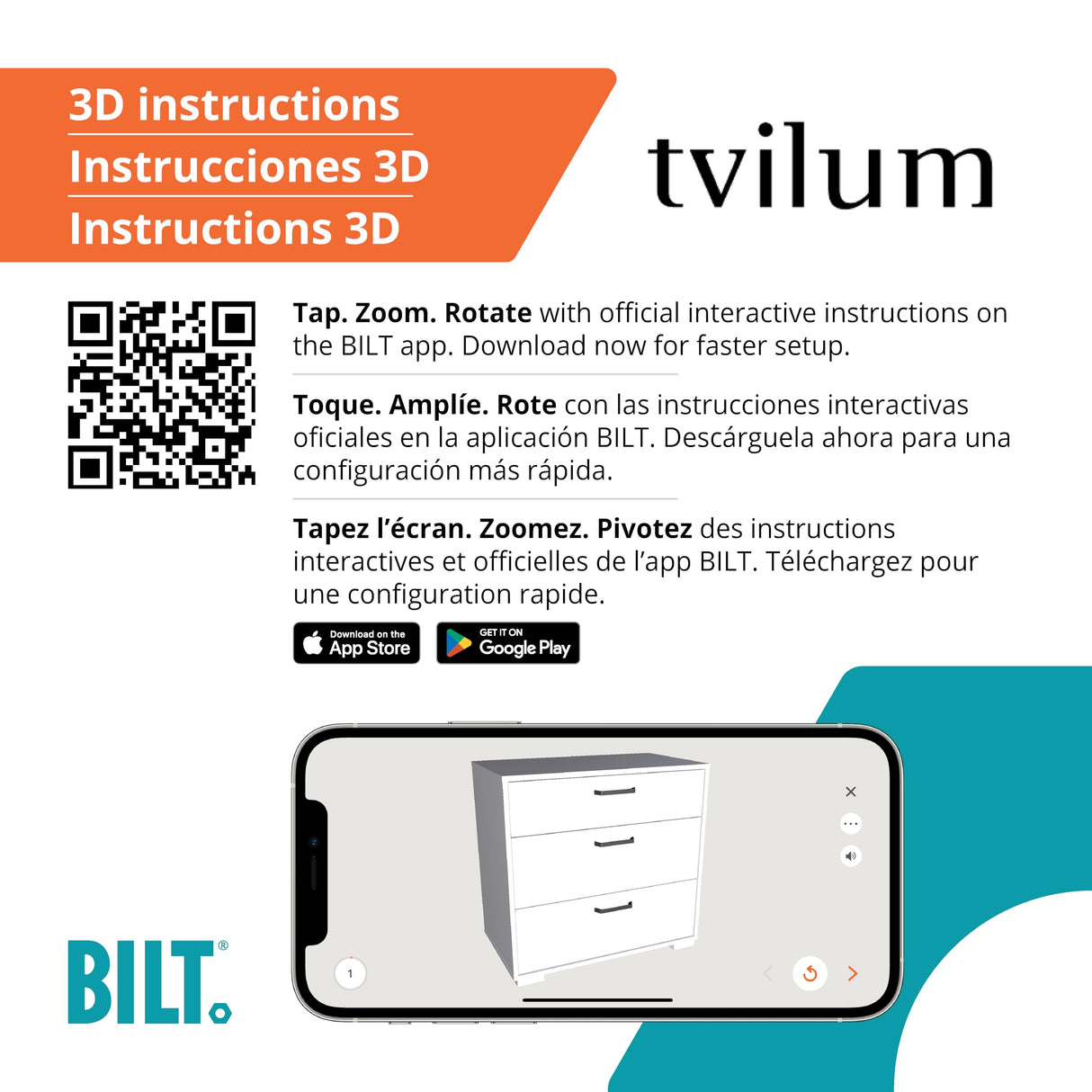 Tvilum Sofia 3-Drawer Bedroom Storage Chest, White, 27.6" W x 26.2" H x 15.67" D Tvilum