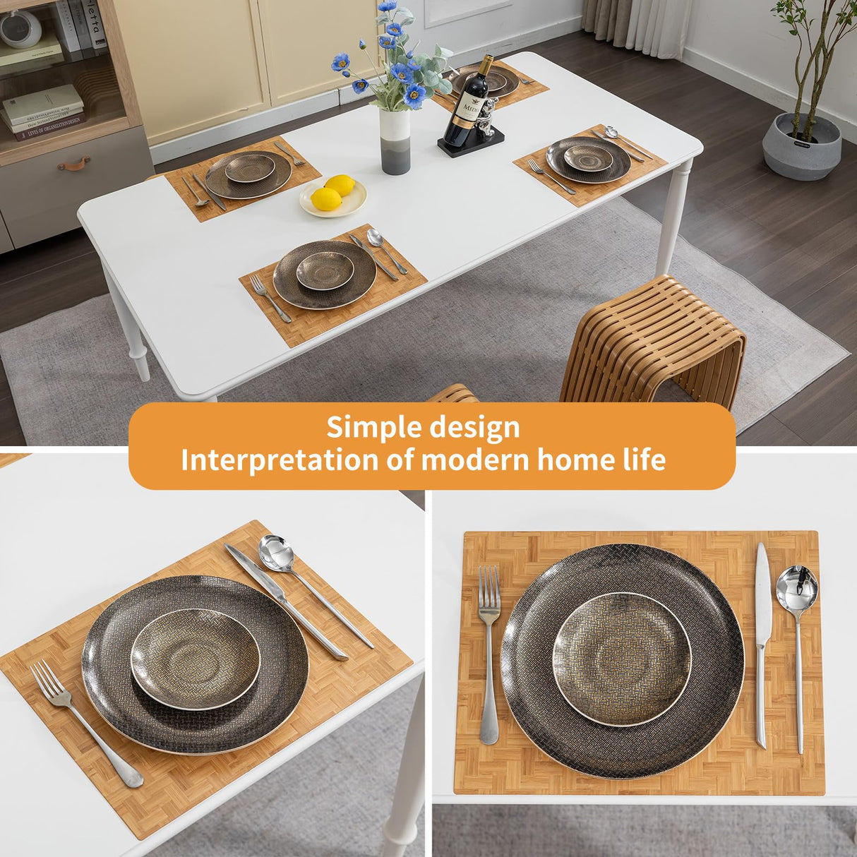 Placemat Bamboo placemat Non-Slip placemat Table mat Insulated Non-Slip mat Wine Glass and Wine Bottle mat WYRXFF