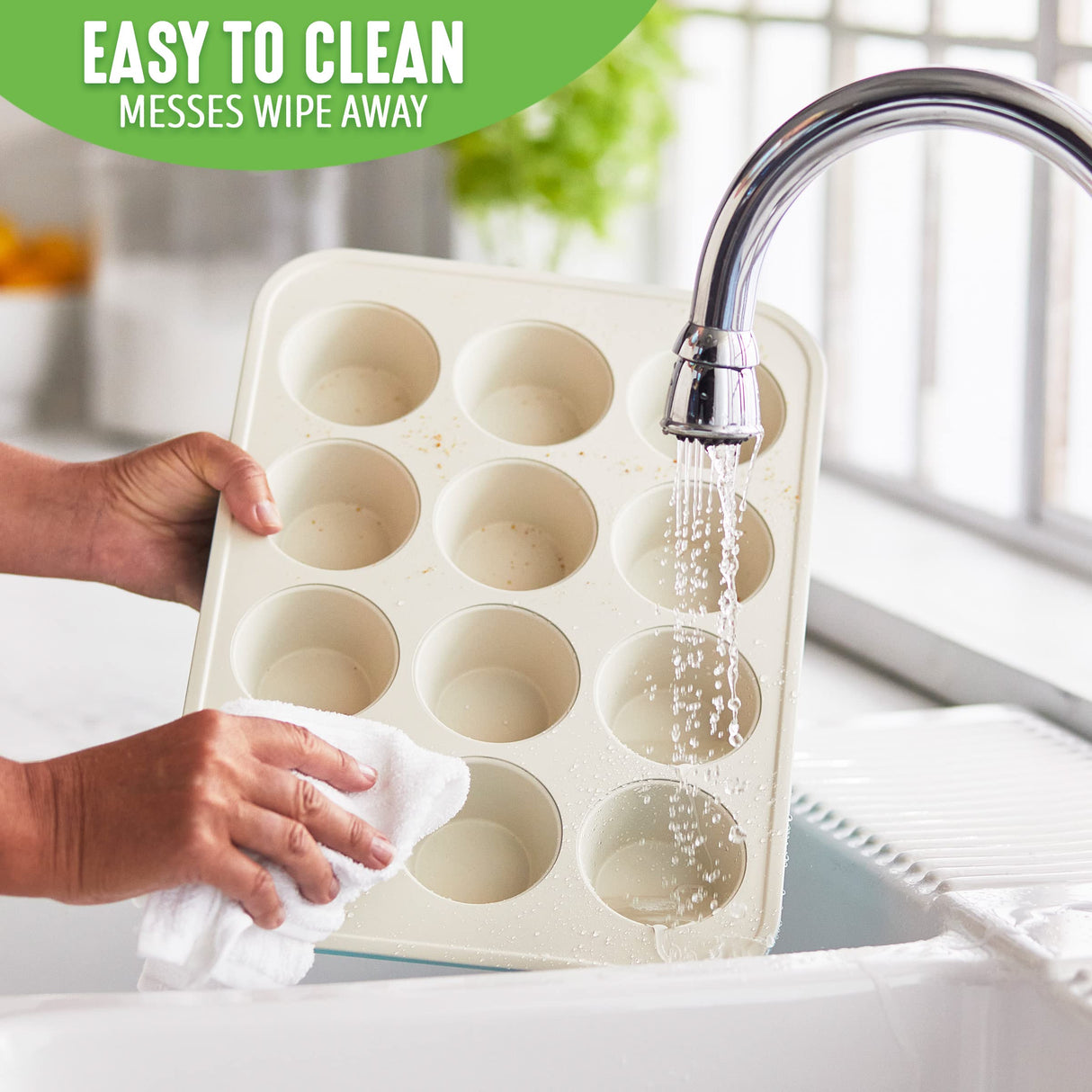 GreenLife 12-Cup Muffin Pan, Healthy Ceramic Nonstick Bakeware, PFOA & PFAS-Free Cupcake Tray, Durable Baking Pan, Versatile Kitchen Essential, Easy Clean Muffin Mold, Nonstick Baking Sheet, Turquoise GreenLife