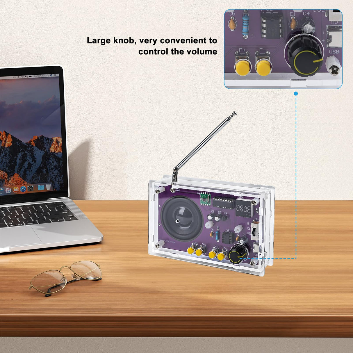 Radio with 2inch Speaker and Acrylic Case, DIY FM Radio Soldering Project, Electronic Soldering Practice Kit for High School STEM Education LEPANDA