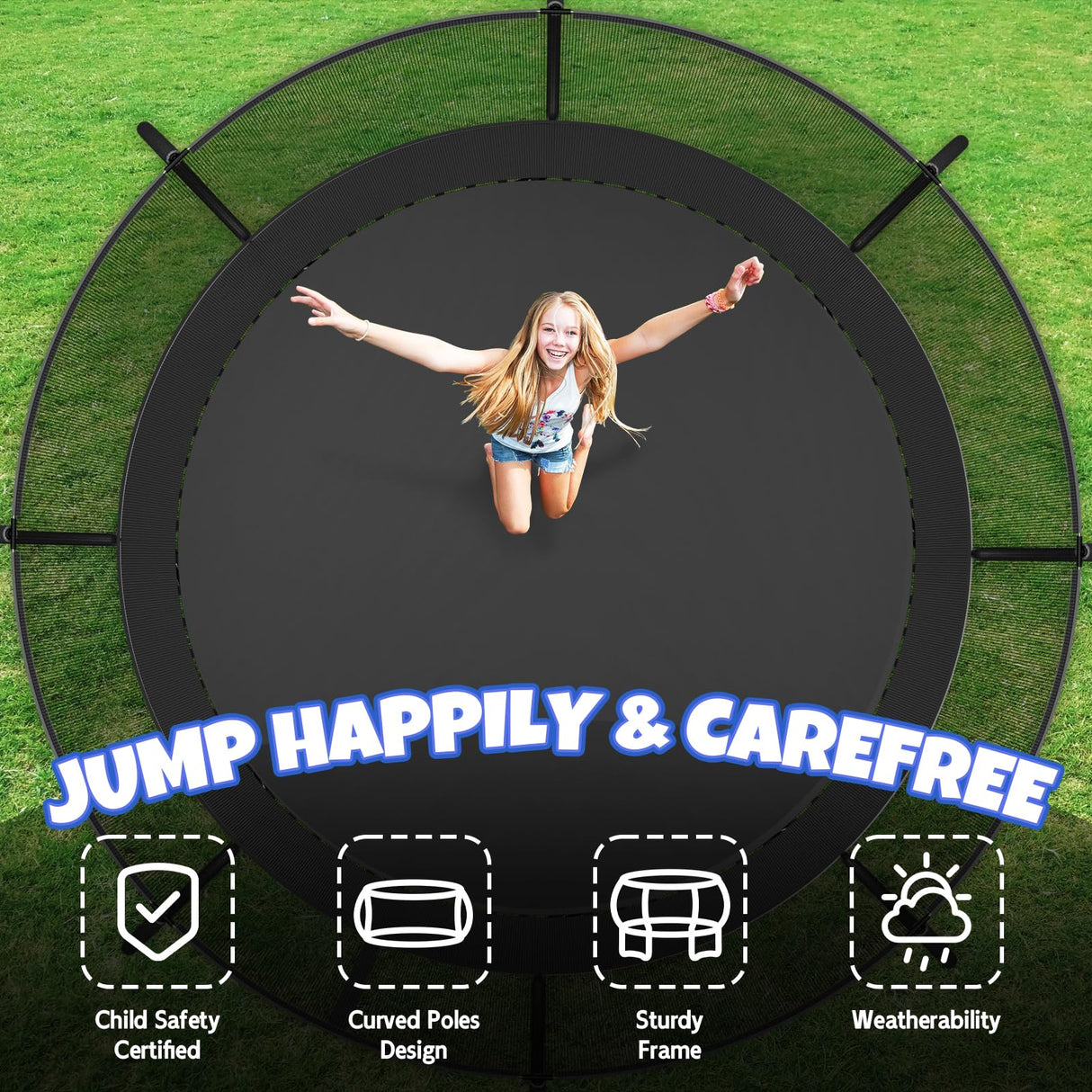 Kiivakii Trampoline 12FT 14FT, Outdoor Trampolines for Kids and Adults, Recreational Trampoline with Enclosure Net & Ladder, Round Trampolines for Backyard, ASTM Approved Kiivakii