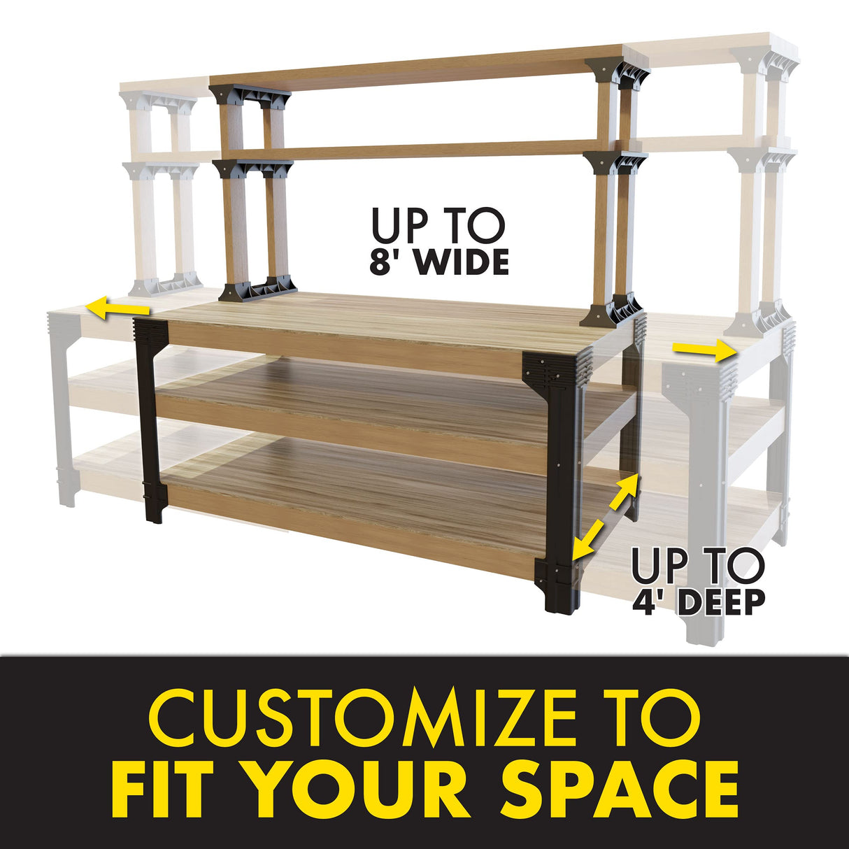 2x4basics 90164MI Custom Work Bench and Shelving Storage System, Black 2 X 4 BASICS