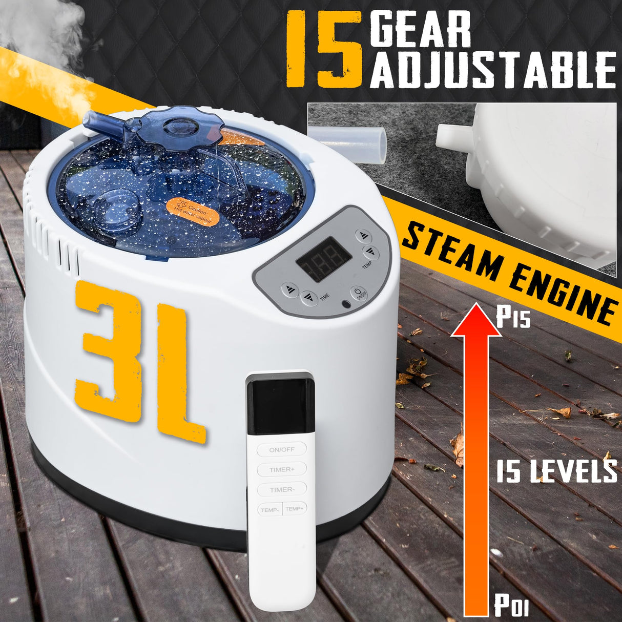 ouluu Large Portable Steam Sauna, 3L Steamer Portable Sauna Box for Home, Personal Sauna with Big Sauna Chair, Remote Control, 3.2’ x 3.2’ x 6.0’, Black, 1200W ouluu