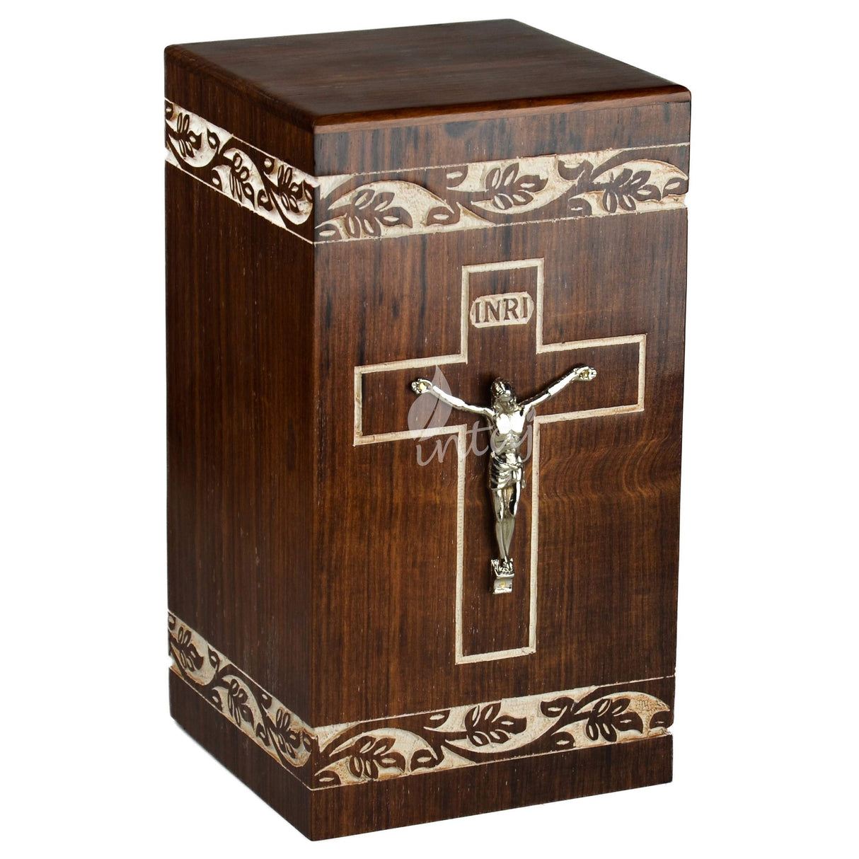 INTAJ Handmade Wooden Urn for Human Ashes - Cross Cremation Urn Premium Handcrafted - Adult Funeral Urn Handmade Human Urn for Ashes (Rosewood Cross, INTAJ