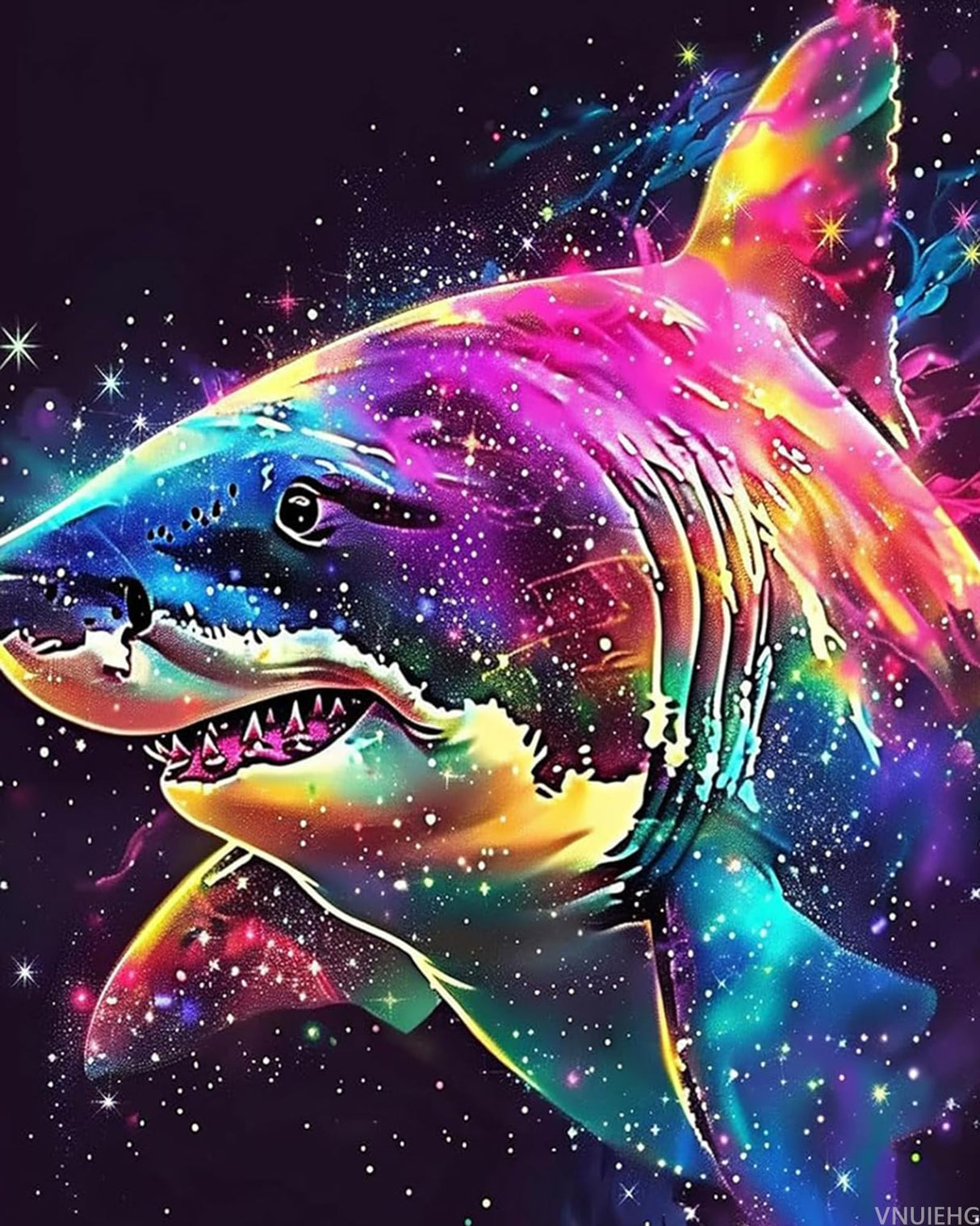 VNUIEHG Colorful Rainbow Shark DIY Paint by Numbers for Adults Sea Animals in Space DIY Oil Painting Acrylic Paint Painting Kits Canvas with Acrylic Paint Galaxy Animals Art 16x20 Inch VNUIEHG