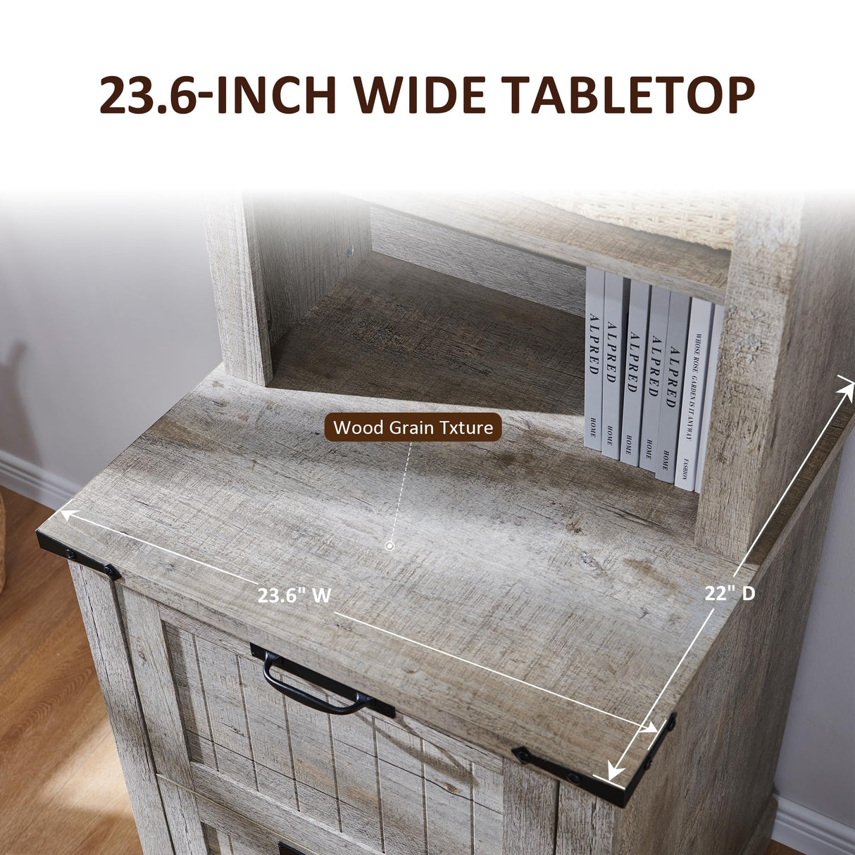 OKD 72" Tall Bookshelf with 2 File Drawers, Farmhouse 4-Tier Bookcase with Storage, Adjustable Shelves & File Holder, Wood Rustic Deep Bookshelves for Home Office, Library (Light Rustic Oak) OKD