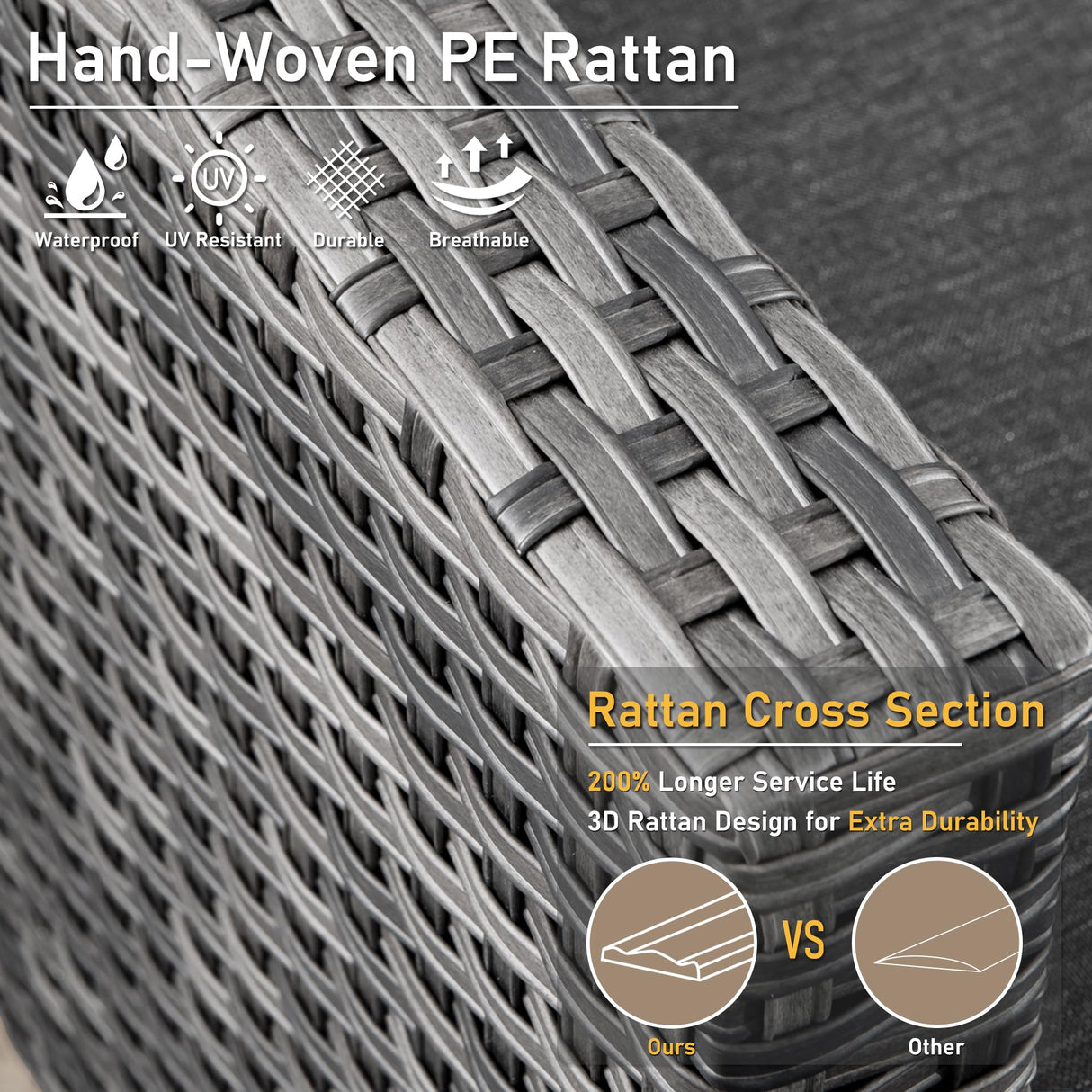 HOOOWOOO Wicker Patio Conversation Sets,8 Piece Outdoor Furniture Set with Swivel Rocking Chairs,All Weather Resistant Modern Outside Out Door Rattan Couch Chairs Side Table Set,Black HOOOWOOO