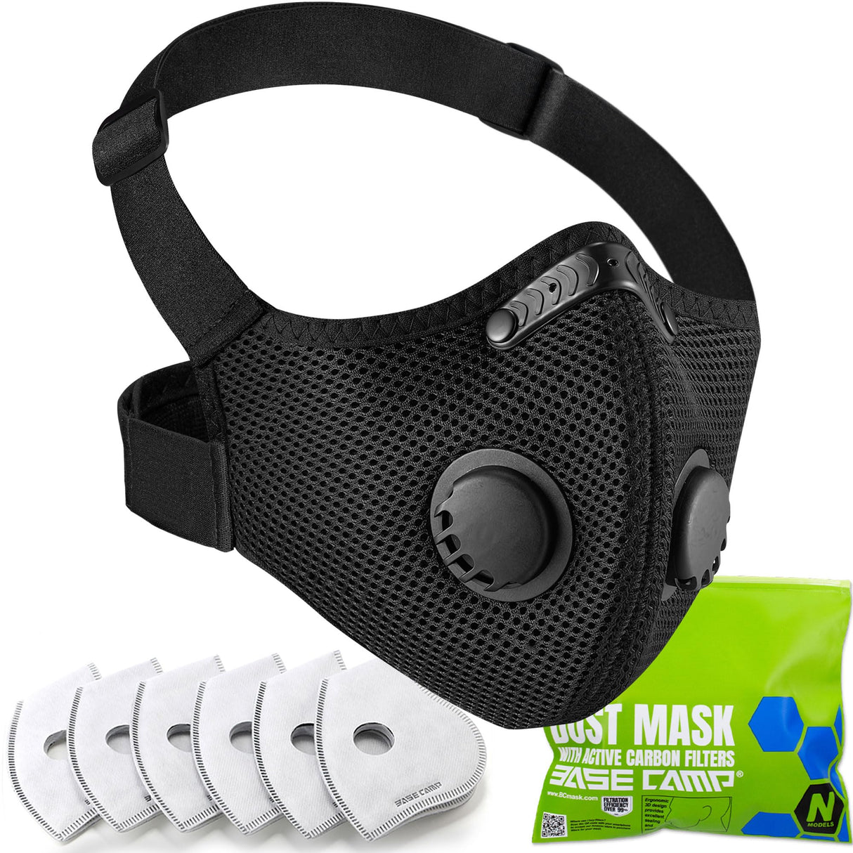 BASE CAMP M PRO Dust Mask, All day Comfortable Reusable Respirator Mask, L-shaped Head Strap Design, Safety Work Mask for Woodworking, Landscaping, DIY, Dust, Pollen,1 Pack BASE CAMP