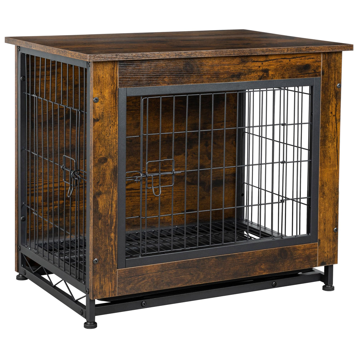 JY QAQA Dog Crate Furniture, Wooden Dog Crate Table, Double-Doors Dog Furniture, Indoor Dog Kennel, Dog House, Dog Cage Large JY QAQA PET