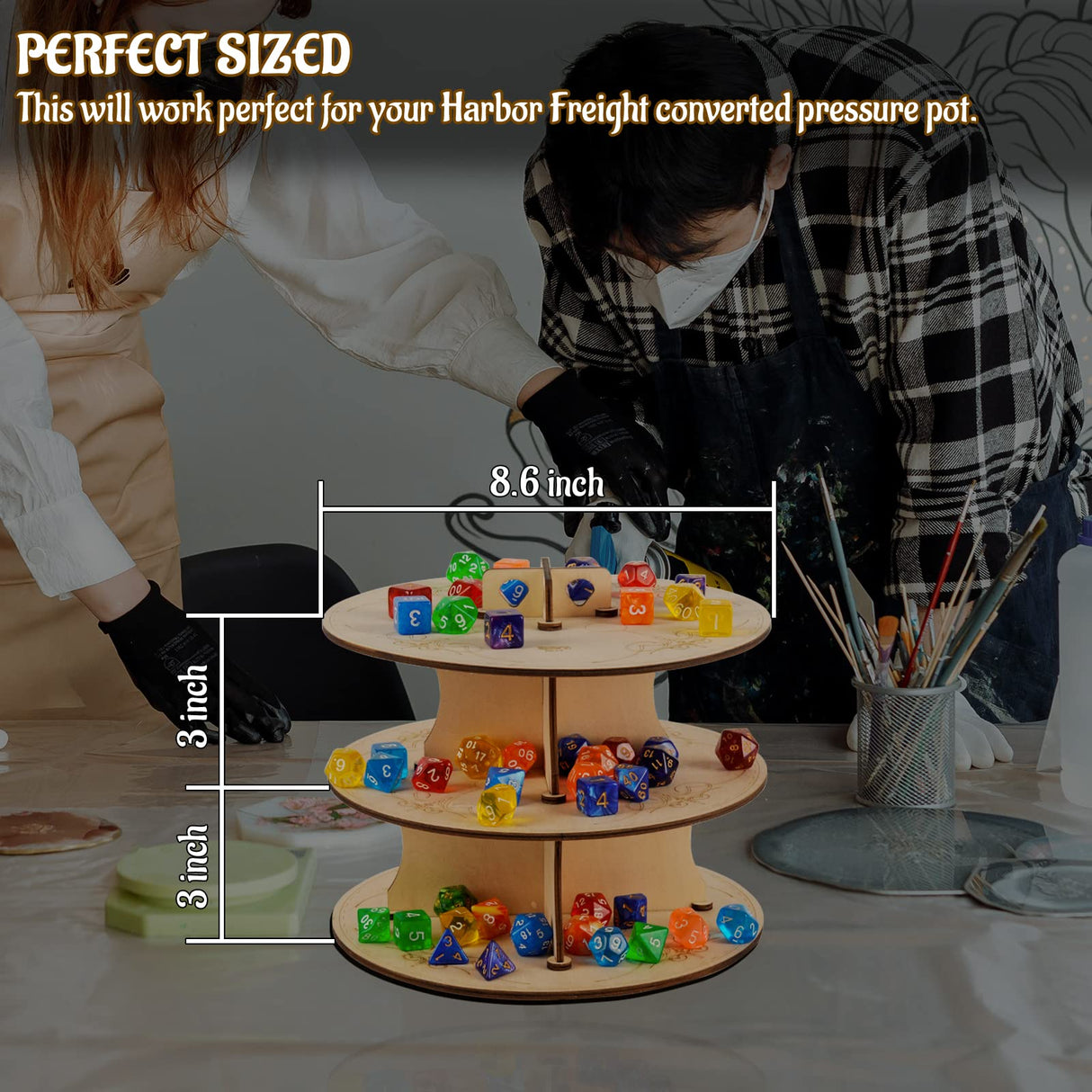 CZYY Pressure Pot Dice Rack Wooden Easy-Assemble Shelves, Pressure Pot Stand Perfect for Dice Making CZYY
