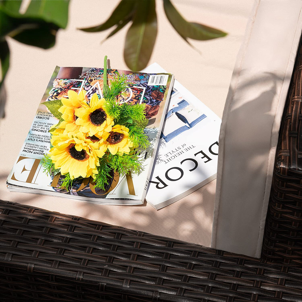 Homall 4 Pieces Patio Furniture Sets Rattan Chair Wicker Conversation Sofa Set, Outdoor Indoor Backyard Porch Garden Poolside Balcony Use (Beige) Homall