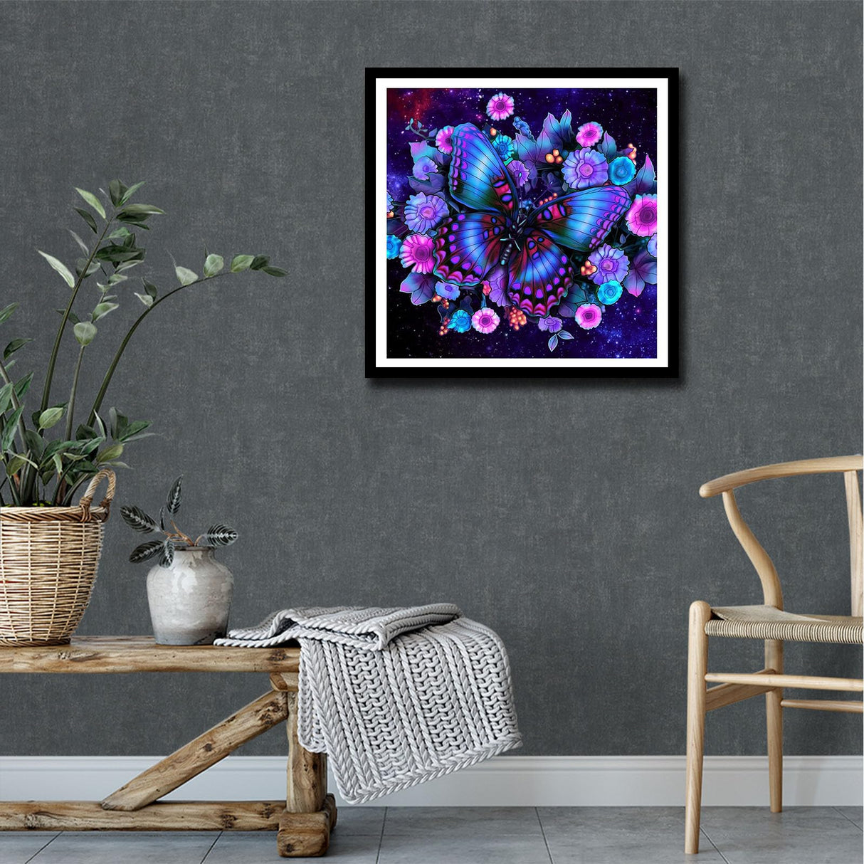 Huacan Butterfly AB Diamond Painting Kits, Full Drill Square Diamond Art Kit for Adults Butterfly Painting with Gem Wall Decor 11.8x11.8in/30x30cm lithographic Works of Art Huacan