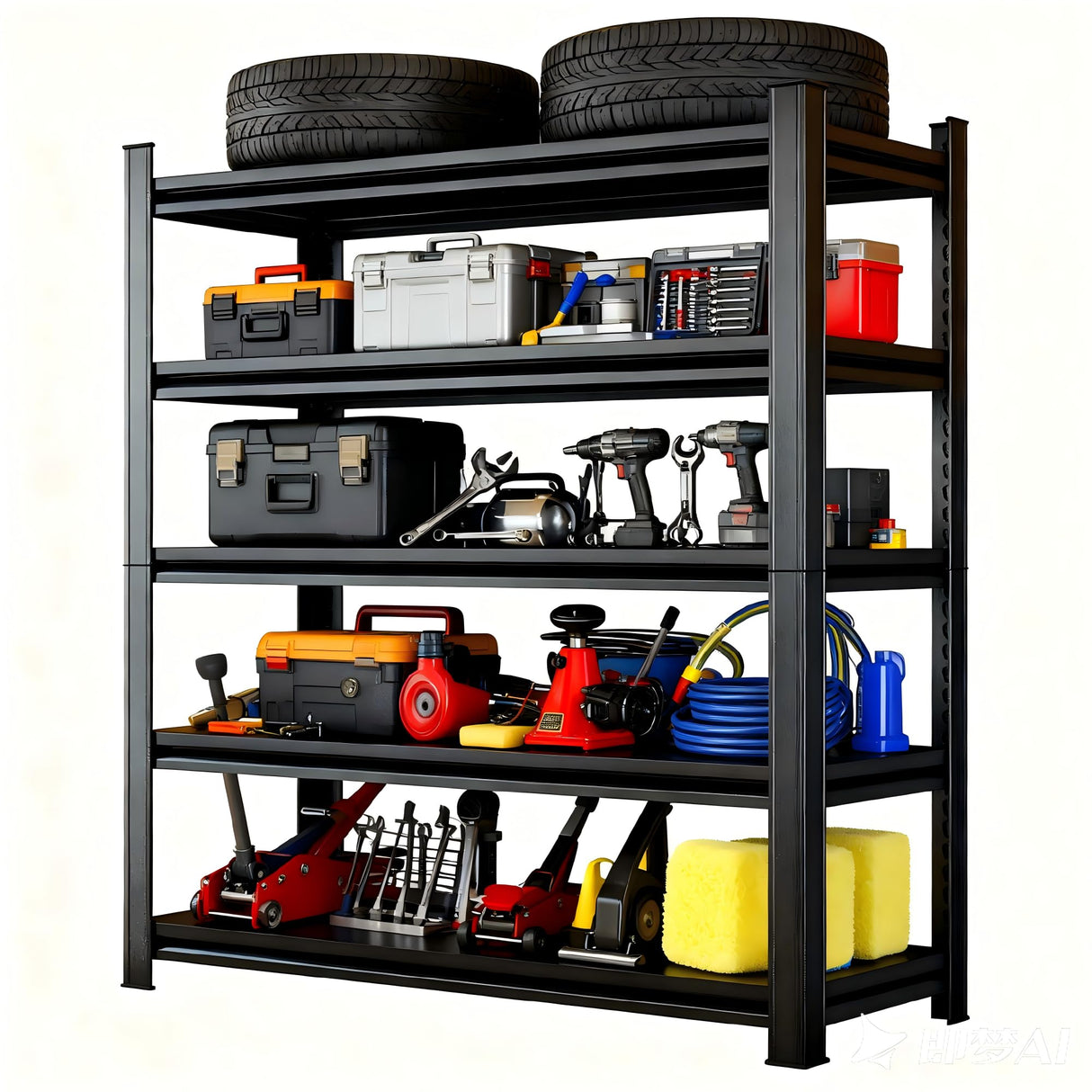 Hymnxemo 5-Tier Heavy Duty Shelves 2500lb Capacity, Adjustable Metal Garage Storage Rack for Basement Warehouse, Easy Assembly, Size 45.3''W×19.7''D×77''H Hymnxemo