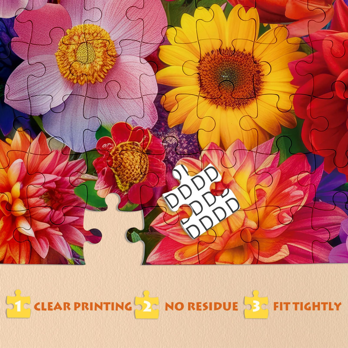 Flower Plant Puzzles for Adults 1000 Pieces, Colorful Sunflower Floral Jigsaw Puzzles, Nature Pretty The Lotus Flower Peony Rose Beautiful Spring Puzzle IdeaBazar
