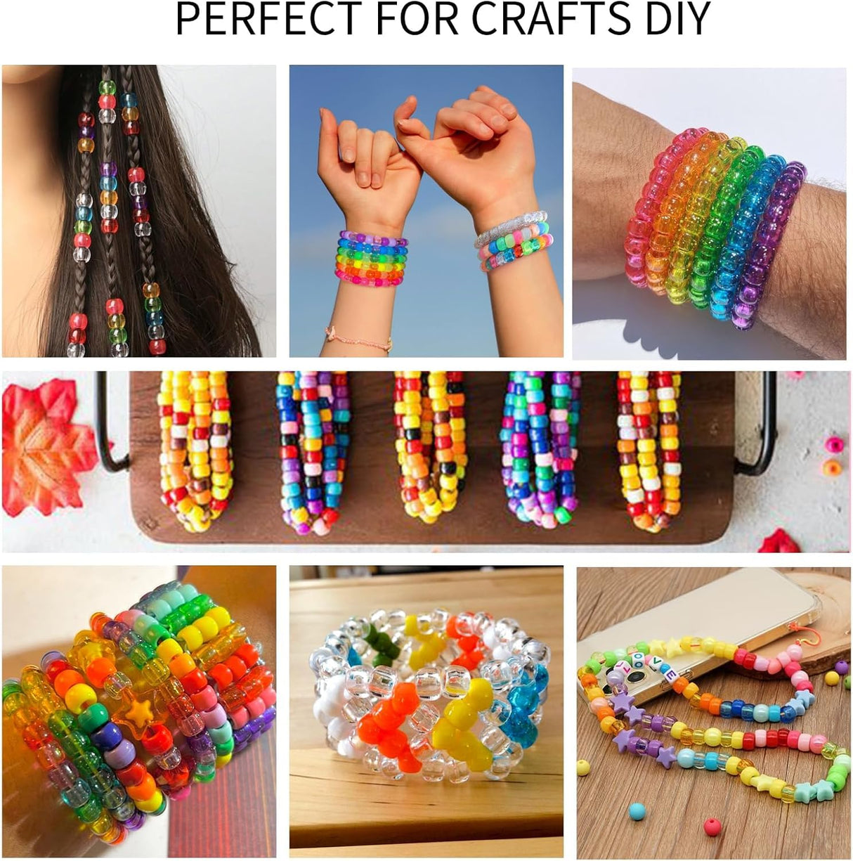 5 Boxes Bracelet Making Kit Pony Beads, 96 Colors 6x9mm Kandi Rave Beads for Bracelets Friendship Plastic Beads with 800Pcs Letter Bead DIY Arts and Crafts for Kids Adults Keychain Jewelry Making Sistenia