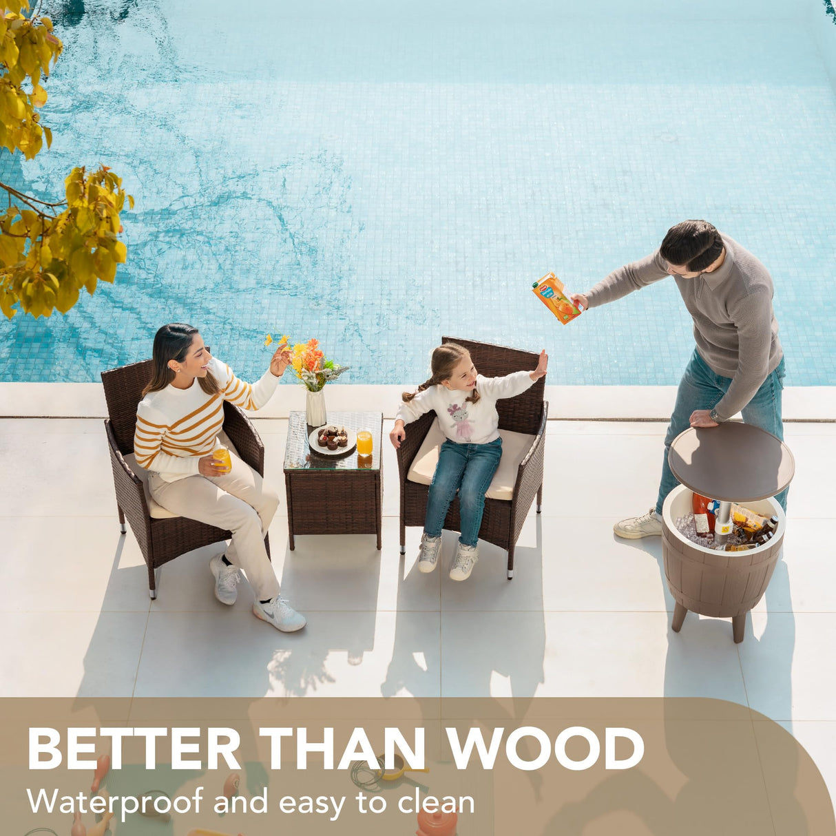 Devoko Patio Porch Furniture Sets 3 Pieces PE Rattan Wicker Chairs with Table Outdoor Garden Furniture Sets (Brown/Beige) Devoko