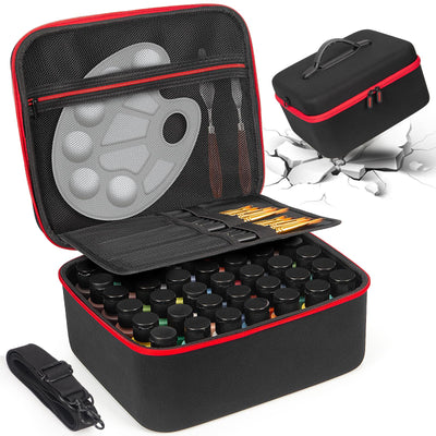 Bjabtan Acrylic Paint Organizer for 2 fl oz Acrylic Paint, Case for Apple Barrel/for FolkArt/for HissiCo Acrylic Paint, Acrylic Paint Storage Organizer for 42 Bottles, Craft Paint Organizer, Black