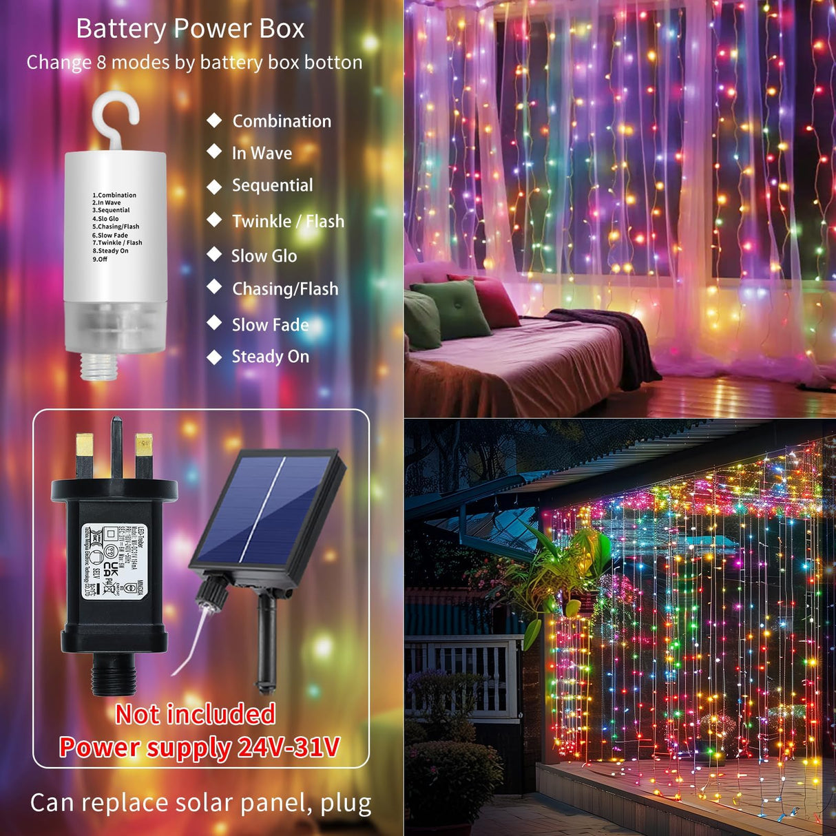 Curtain Lights Battery Operated 10x10Ft 300LED Waterproof Waterfall Light with 8 Modes Remote Dimmable Timer Memory Twinkle Fairy String Lights for Outdoor Indoor Gazebo Wedding Pergola Patio Bedroom QLIRJAD