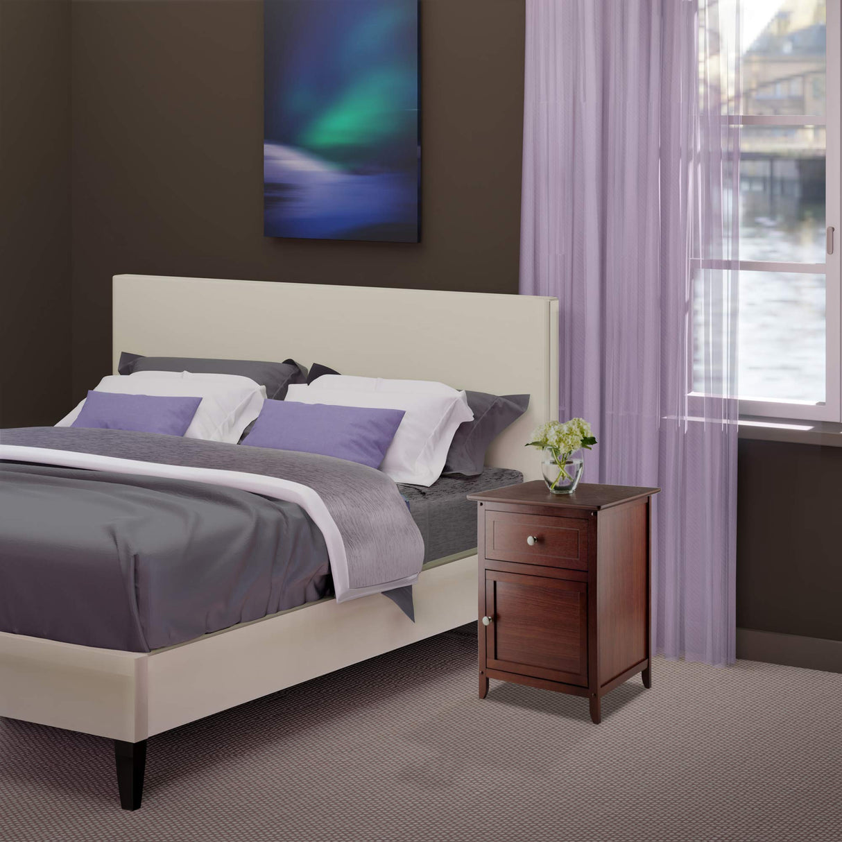 Winsome Wood Eugene Accent Table, Walnut, FURNITURE Winsome