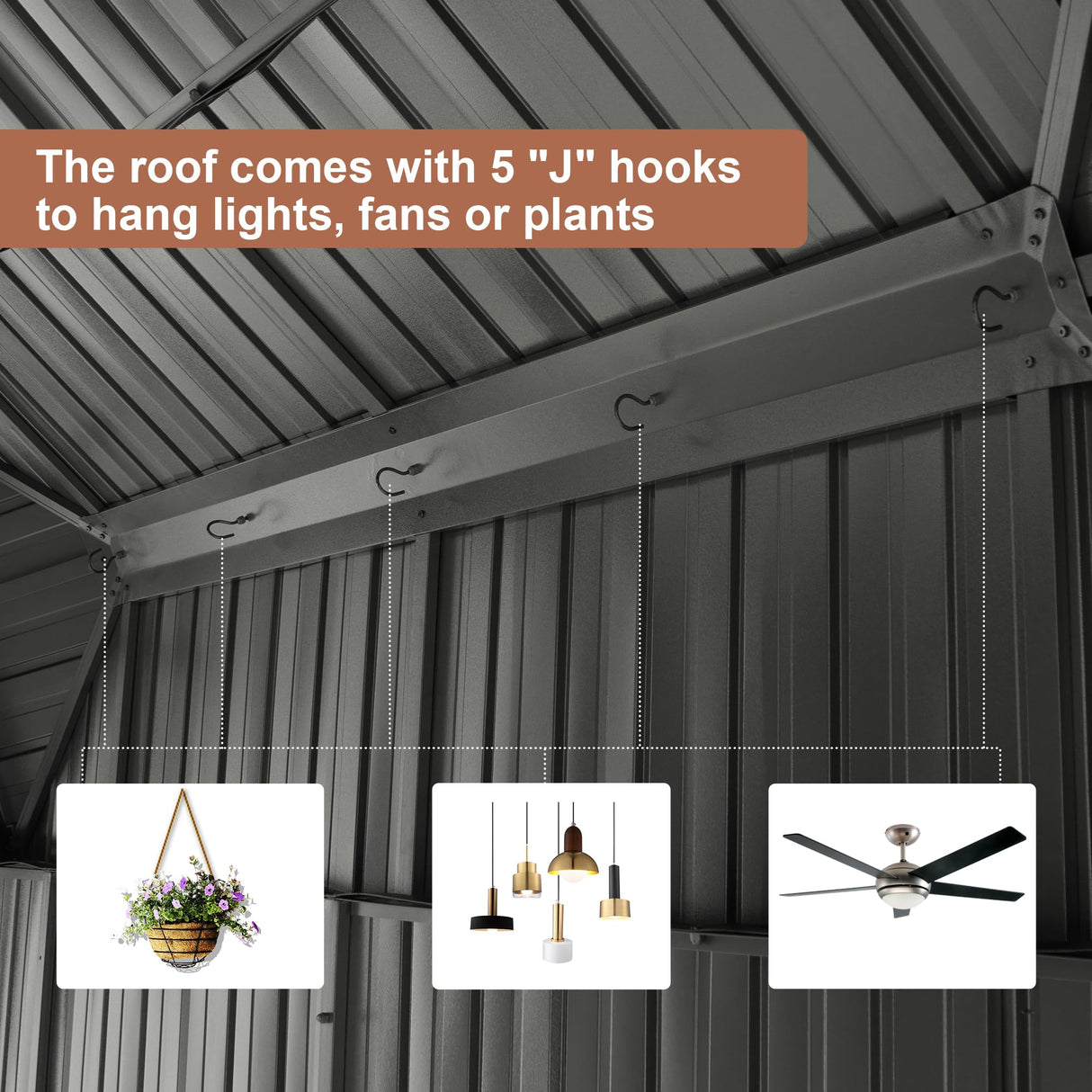 SHPAI Hardtop Gazebo 12x18FT, Aluminum Outdoor Gazebo with Galvanized Steel Double Roof Canopy, Curtains and Nettings, Metal Gazebo Permanent Pavilion for Patio Wedding, Party, Outdoor Dining, Gray SHPAI