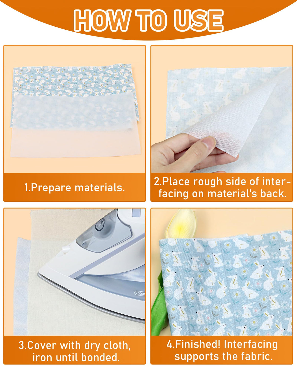 PLANTIONAL Medium Weight White Iron-On Non-Woven Fusible Interfacing: 11.6" x 30yd Medium Weight Non-Woven Interfacing Iron On Polyester Single-Sided Interfacing for DIY Crafts Supplies PLANTIONAL