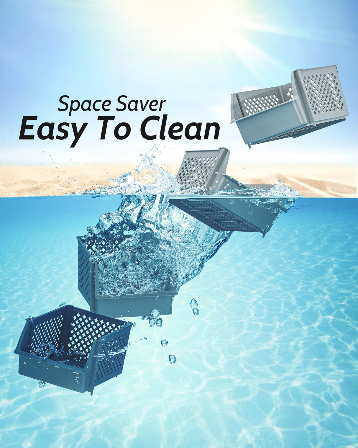 TidyFriend Stackable Storage Bins for Closet Organizers and Storage 4 Pack, Garage Storage Bin Stackable, Bathroom and Garage Organizer (Grey) Skywin