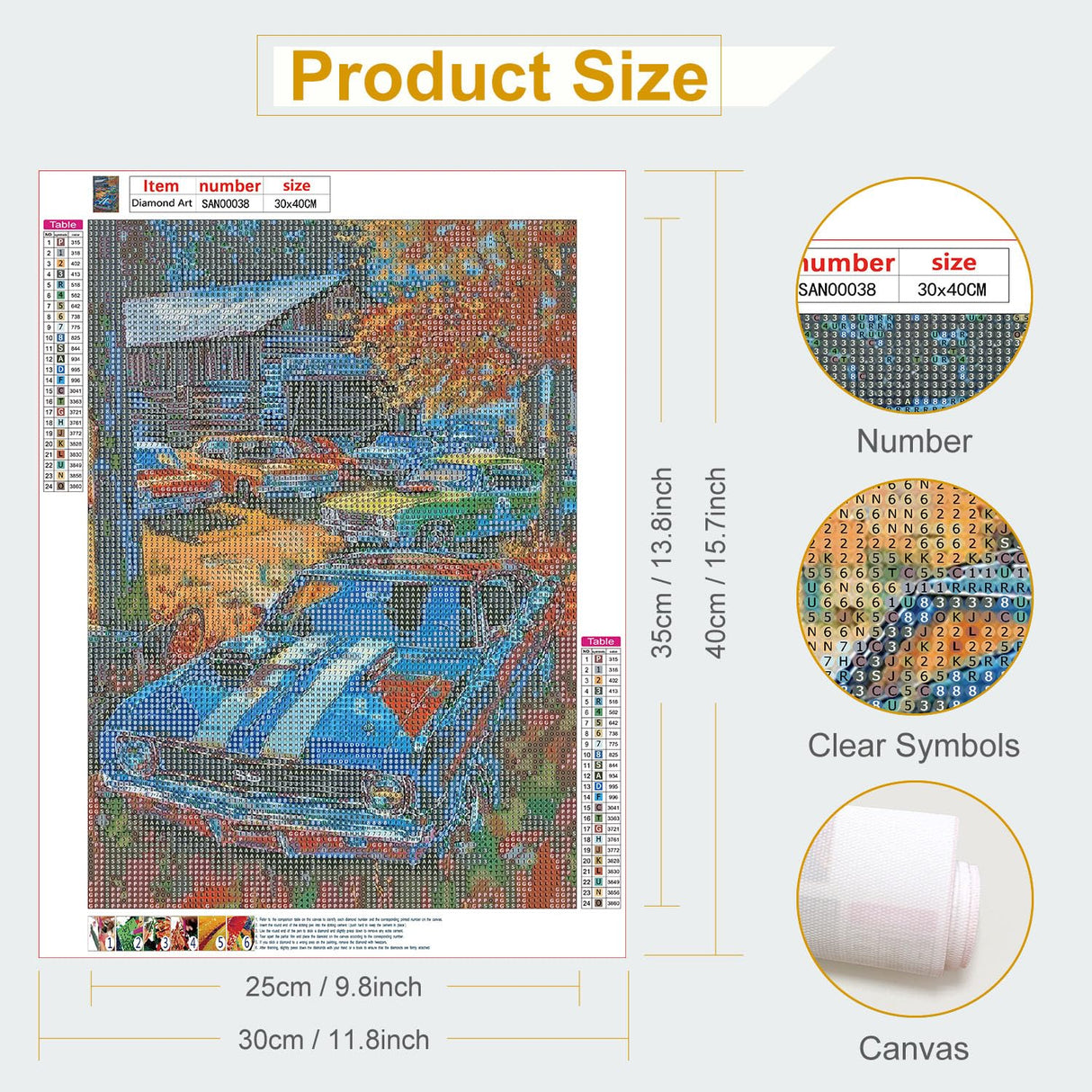 Sanjee Diamond Painting Kits for Adults, 5D DIY Cars Round Full Drill Diamond Dots Paintings Diamond Painting Gem Art Craft for Home Wall Decor 12x16inch Sanjee