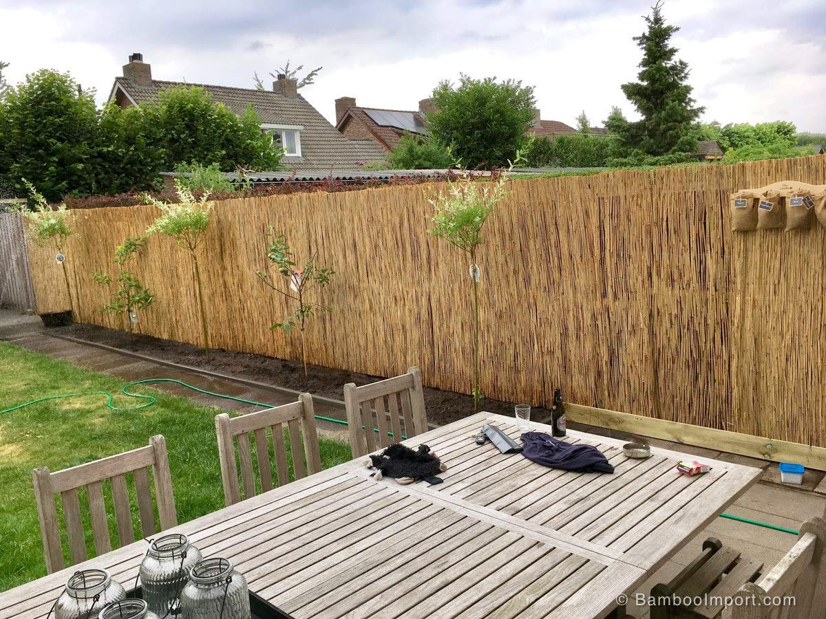 Master Garden Products RF-6 Natural Woven with Black Nylon Coated Wire, 6'H x 14'L Reed Fence, Yellow Master Garden Products