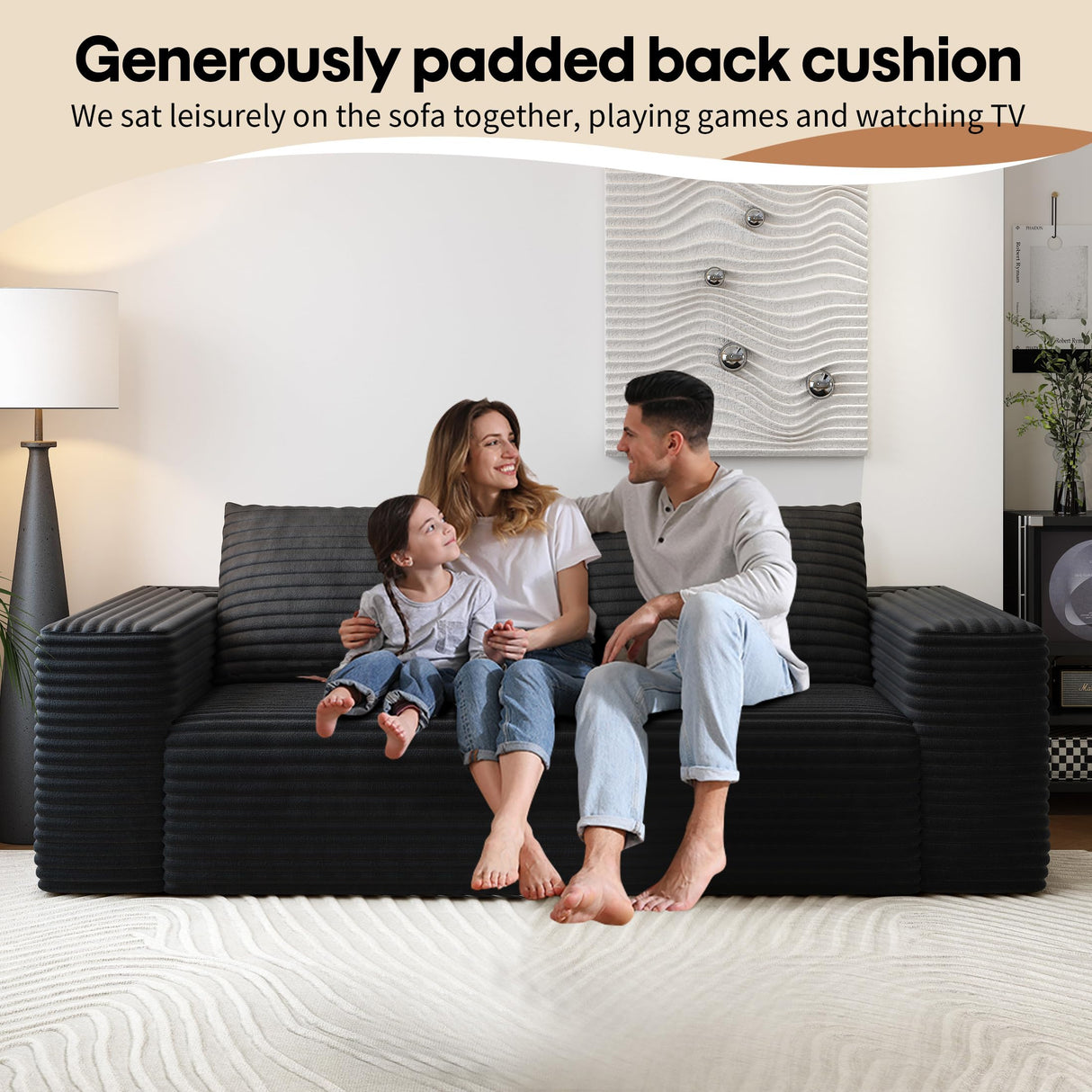 63" Loveseat Sofa,Modular Couch with Deep Seat Memory Foam,Comfy Small Cloud Couch for Small Spaces,No Assembly Required Sofa for Living Room Bedroom,Apartment,Black Settab