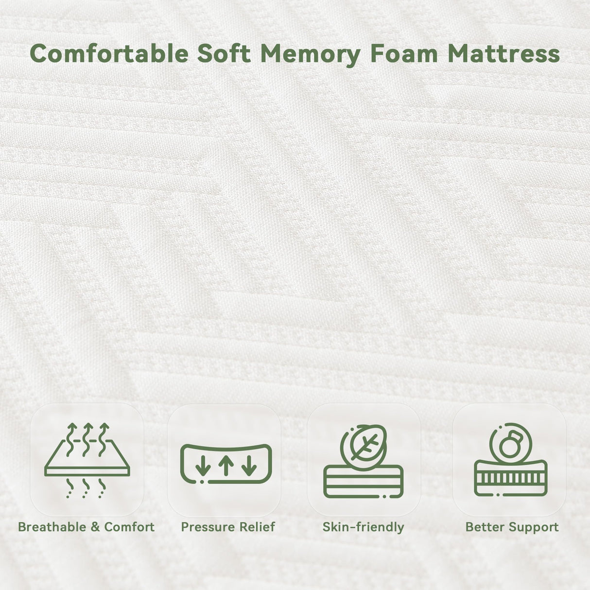 PicWooki Twin Mattress, 6 Inch Memory Foam Twin Size Mattress in a Box with Washable Removable Cover, Soft and Comfortable, Pressure Relief, Medium Firmness PicWooki