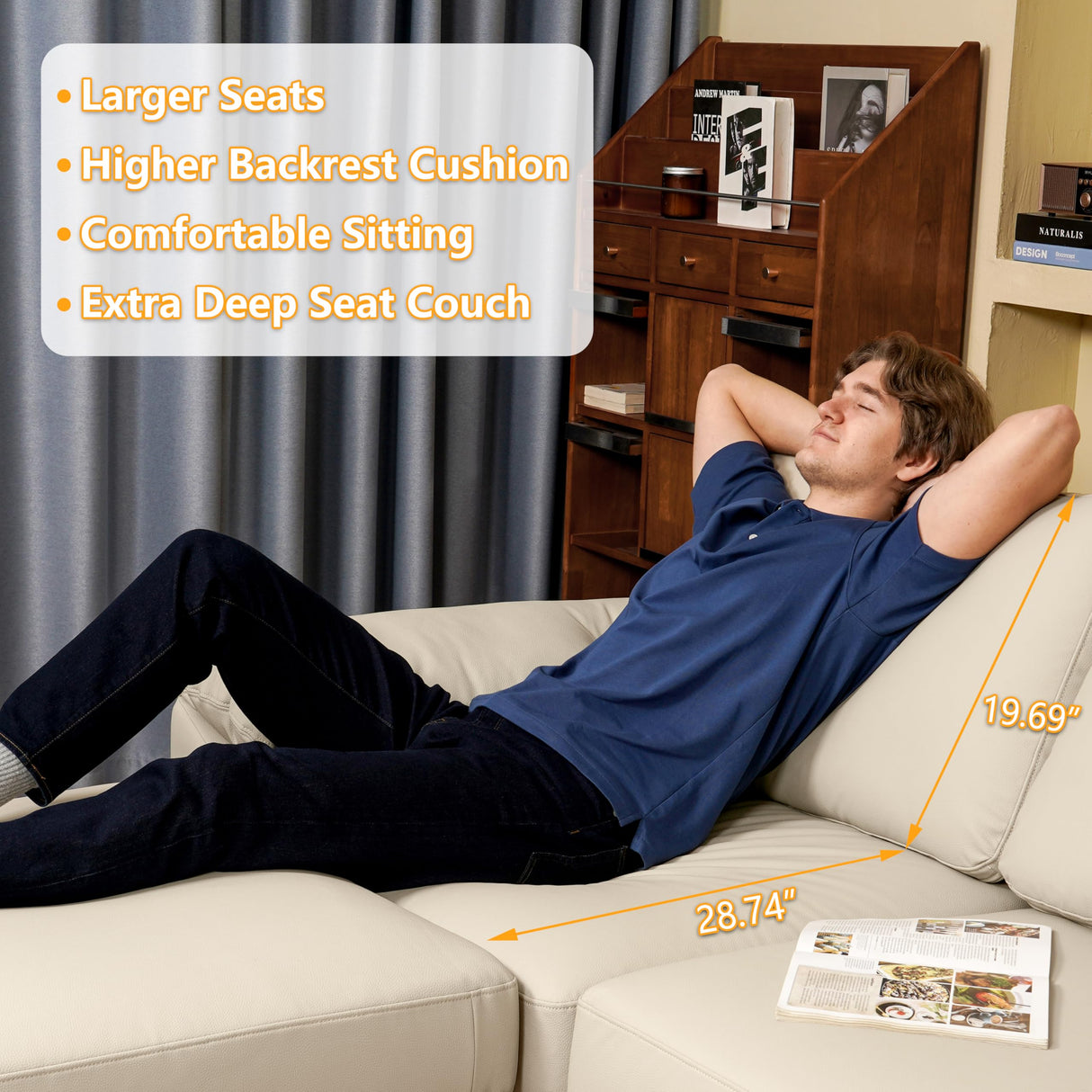 EASE MOOSE Oversized Modular Sectional Sofa,Leather Sectional Couch with Deep Seat,Extra Large U Shaped Couch,Faux Leather Material Sofa Modern Comfy Scratch Resistant,Beige EASE MOOSE