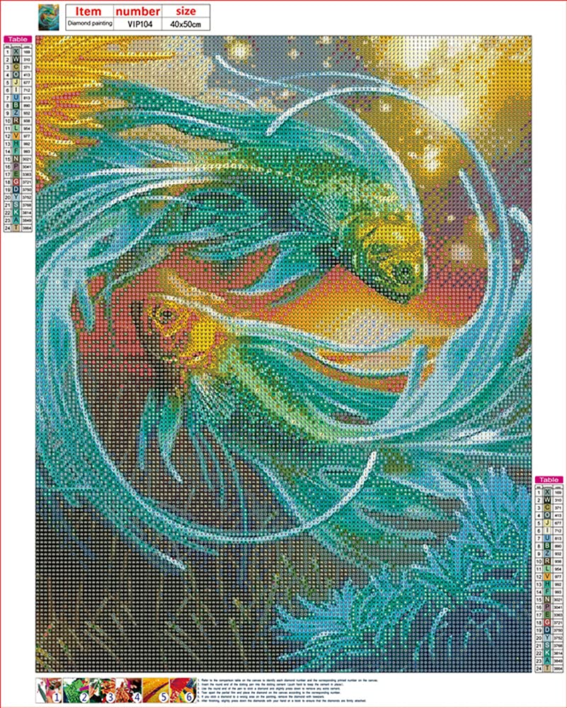 MMAHD 5D DIY Diamond Art Painting Kits for Adults Full,Fish Full Drill Embroidery Paintings Rhinestone Pasted DIY Painting Cross Stitch Arts Crafts for Home Wall Decor 15.8×19.8Inches. MMAHD