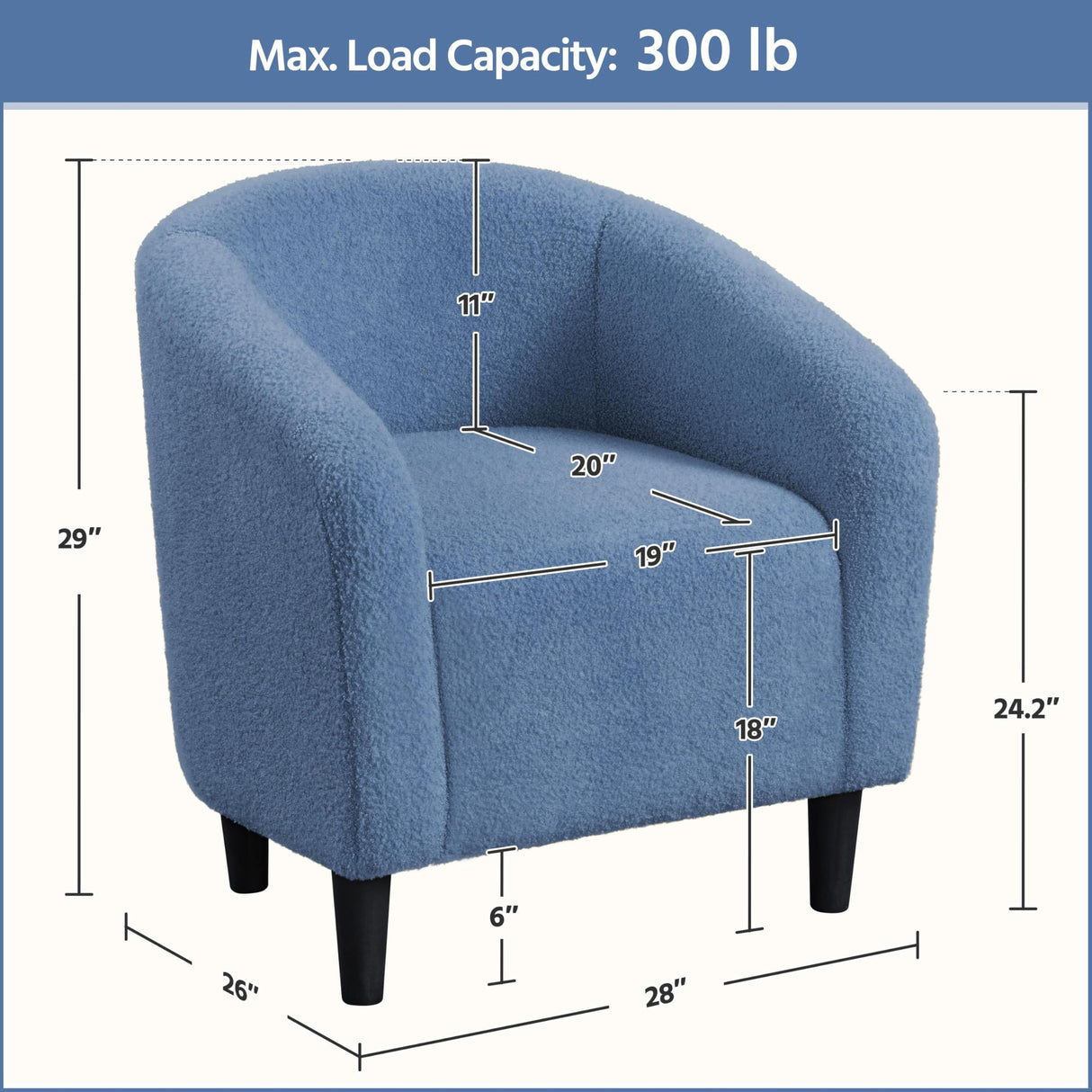 Yaheetech Barrel Chairs, Furry Accent Chairs, Sherpa Chairs with Soft Padded Armrest, Fuzzy Club Chairs for Living Room Bedroom Waiting Room Office, Accent Chairs Set of 2, Blue Yaheetech