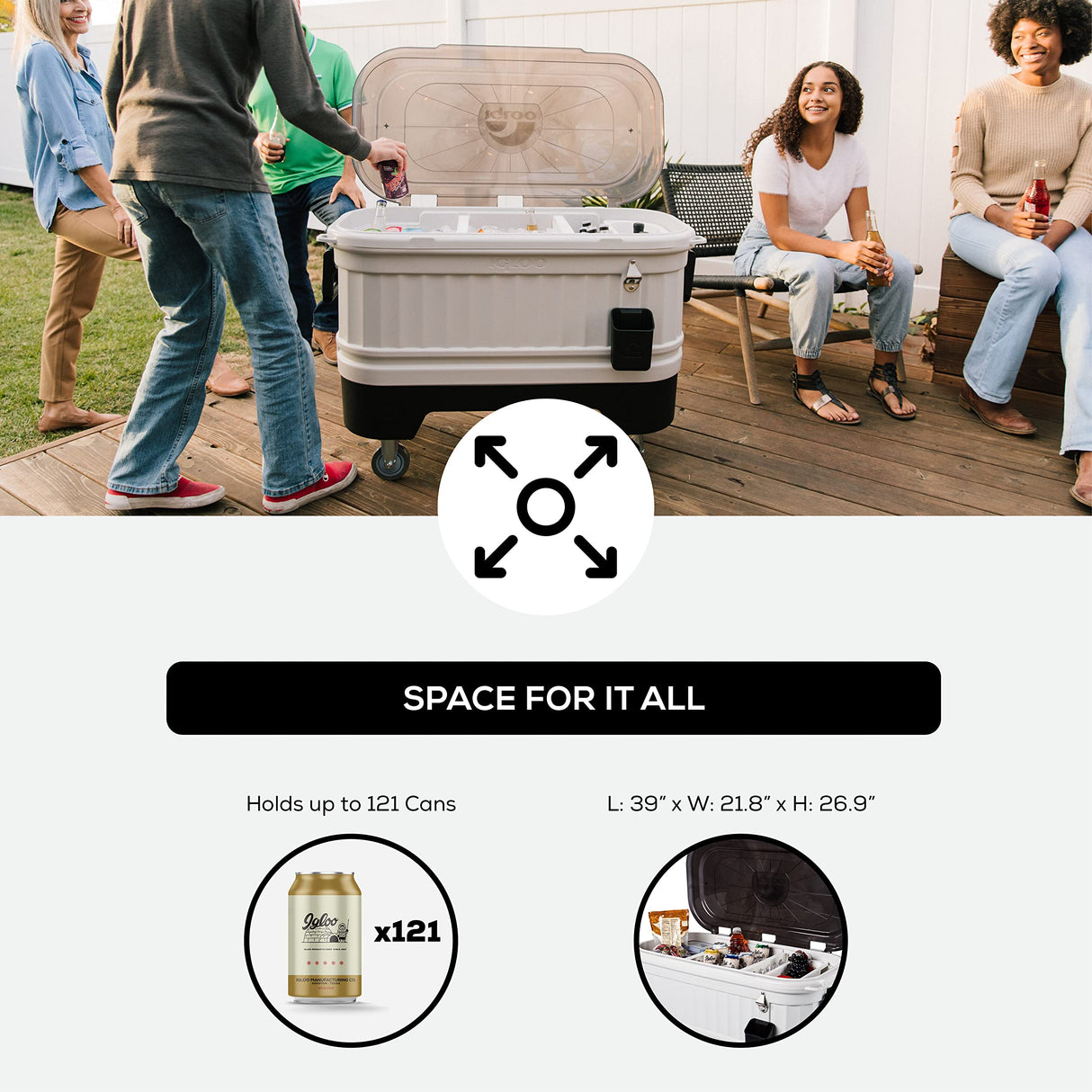 Igloo 125 qt Gray Party Bar Wheeled Cooler Igloo