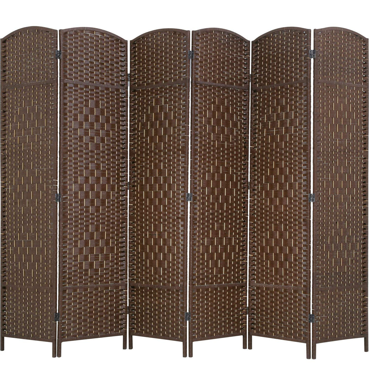 Room Divider 6 Panel Folding Privacy Divider 6 Ft Indoor Wall Divider Portable Partition Wood Screen, Brown FDW