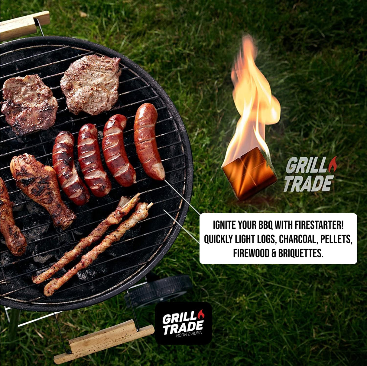 Grill Trade Fire Starter Squares 144, Easy Burn Your BBQ Grill, Camping Fire, Wood Stove, Smoker Pellets, Lump Charcoal, Fireplace - Fire Cubes are The Best Barbeque Accessories Grill Trade