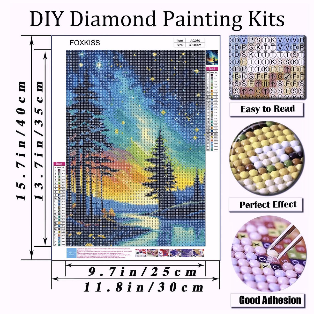 FOXKISS Tree Star Diamond Art Painting Kits for Adults,Full Drill Diamond Dots Paintings for Beginners, Round 5D Paint with Diamonds Pictures Gem Art Painting Kits DIY Crafts Kits 12x16inch FOXKISS