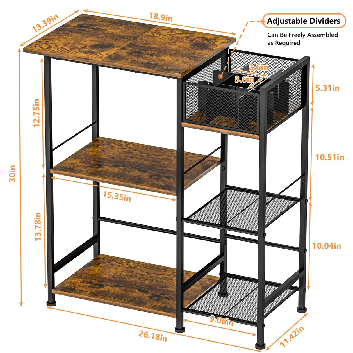 keomaisyto Coffee Bar Station, Coffee Station Cabinet with Dividers for Organizing Coffee Accessories, Farmhouse Coffee Stand, 3 Tier Coffee Table for Living Room/Entryway/Kitchen keomaisyto