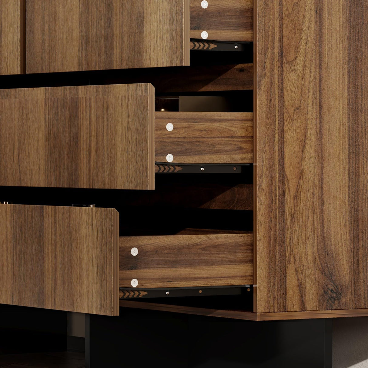 FAMAPY Dresser Chest of Drawers, 12 Drawer Dresser, Wood Modern Drawer Chest, for Bedroom Living Room Office, Brown and Black, Wood Grain, 15.7”D x 70.9”W x 35.4”H FAMAPY